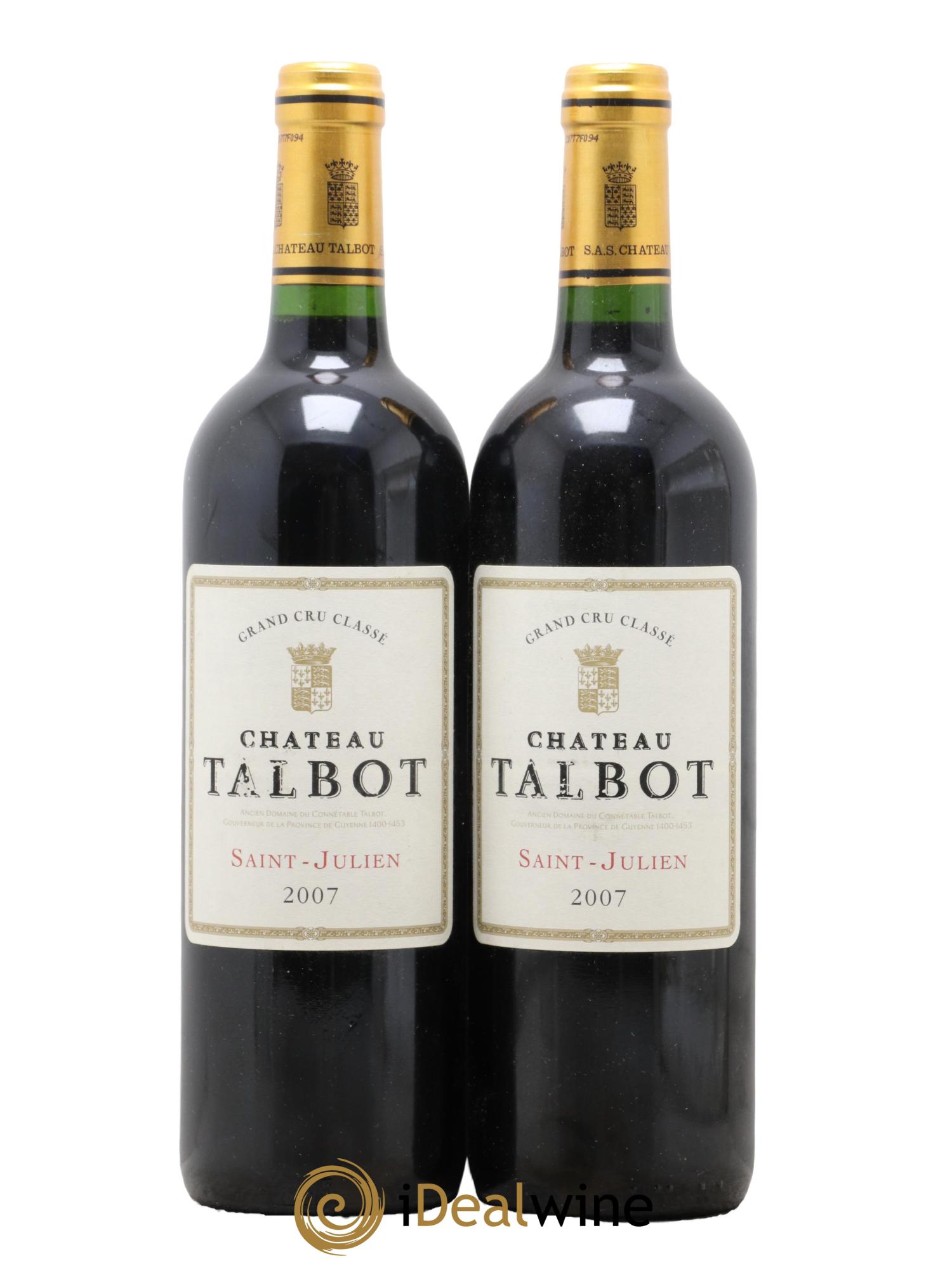 Château Talbot 4ème Grand Cru Classé 2007 - Posten von 2 Flaschen - 0