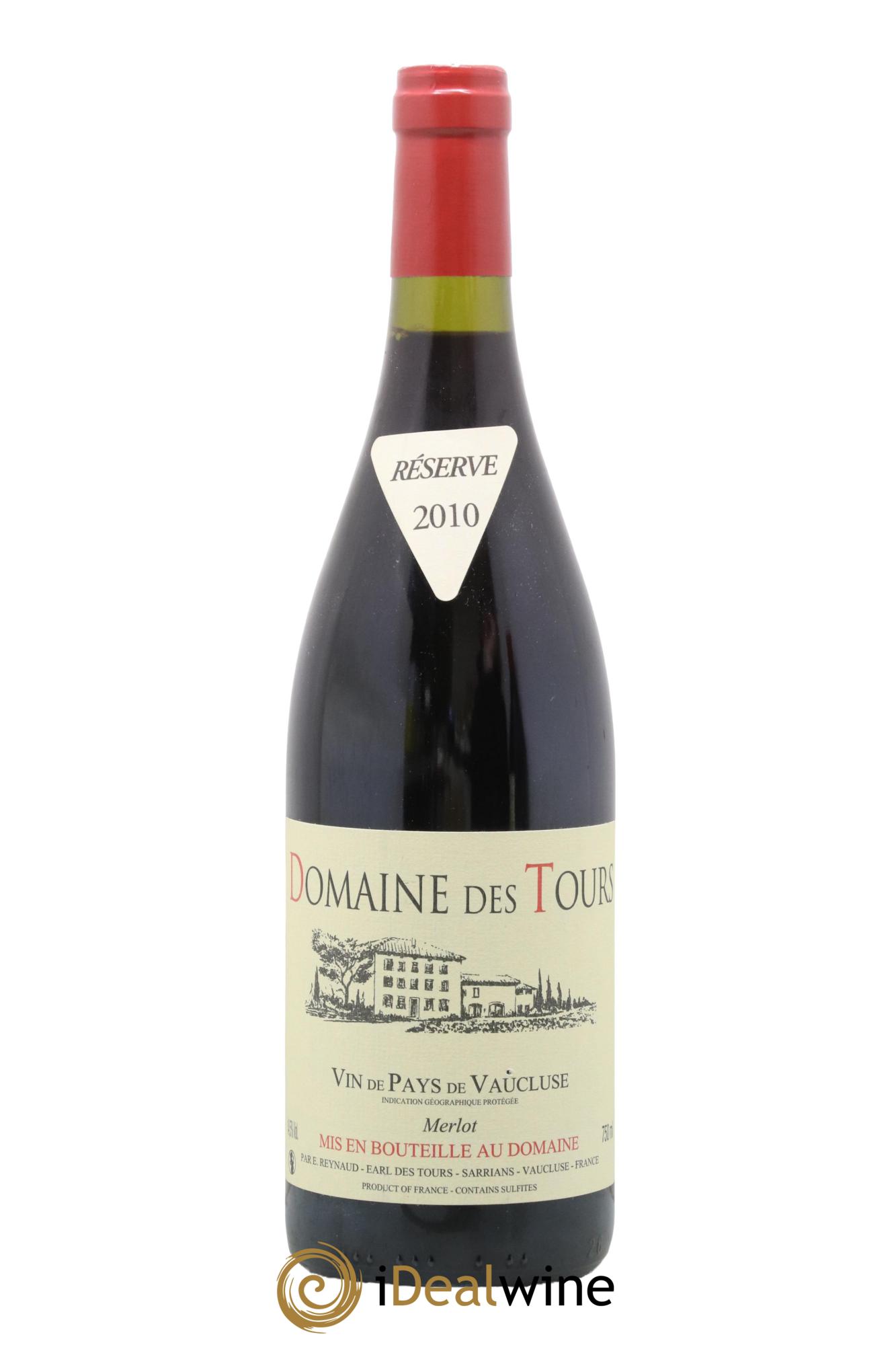 IGP Pays du Vaucluse (Vin de Pays du Vaucluse) Domaine des Tours Merlot Emmanuel Reynaud 2010 - Lot de 1 bouteille - 0