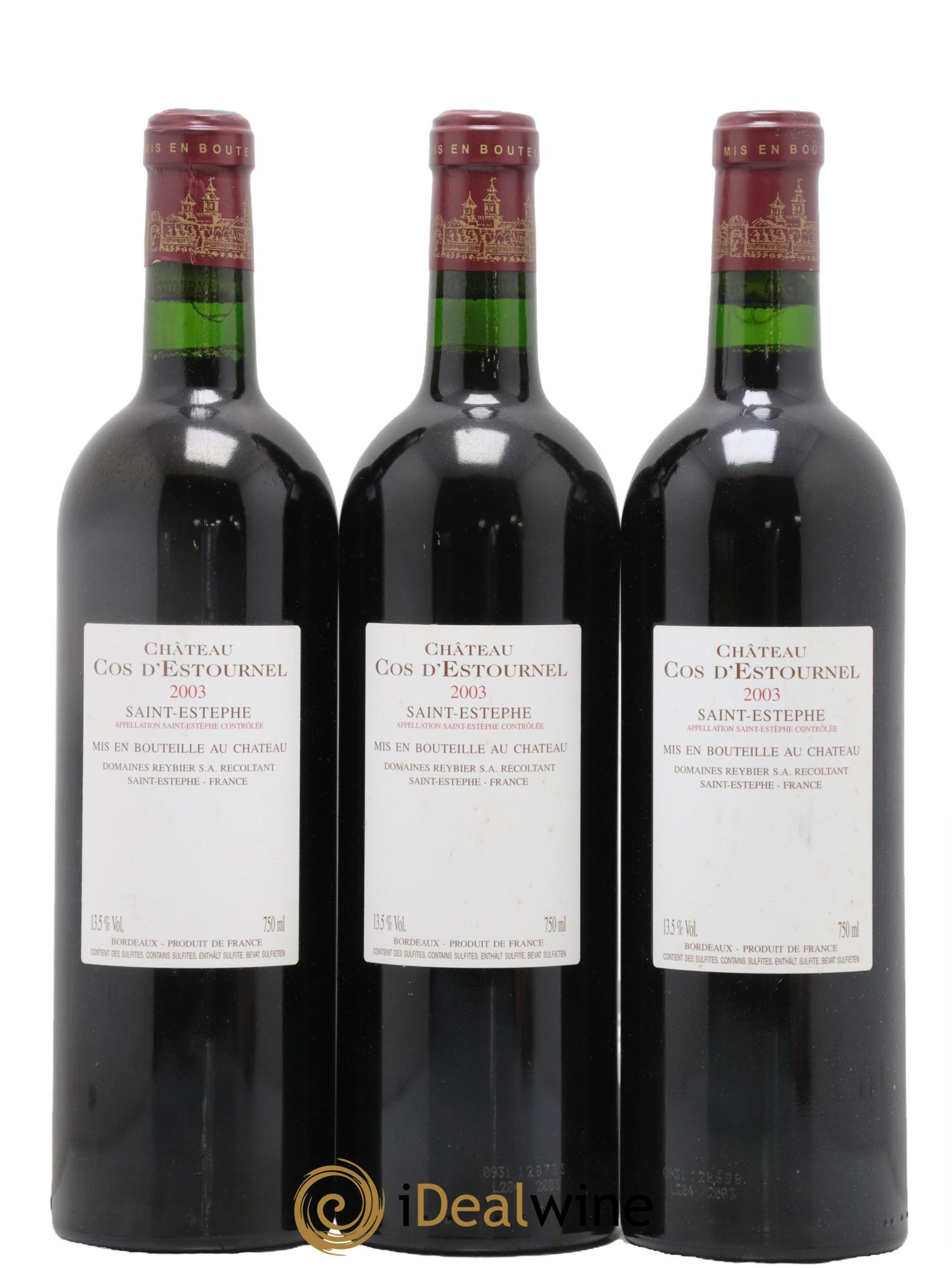 Cos d'Estournel 2ème Grand Cru Classé 2003 - Lot de 3 bouteilles - 1