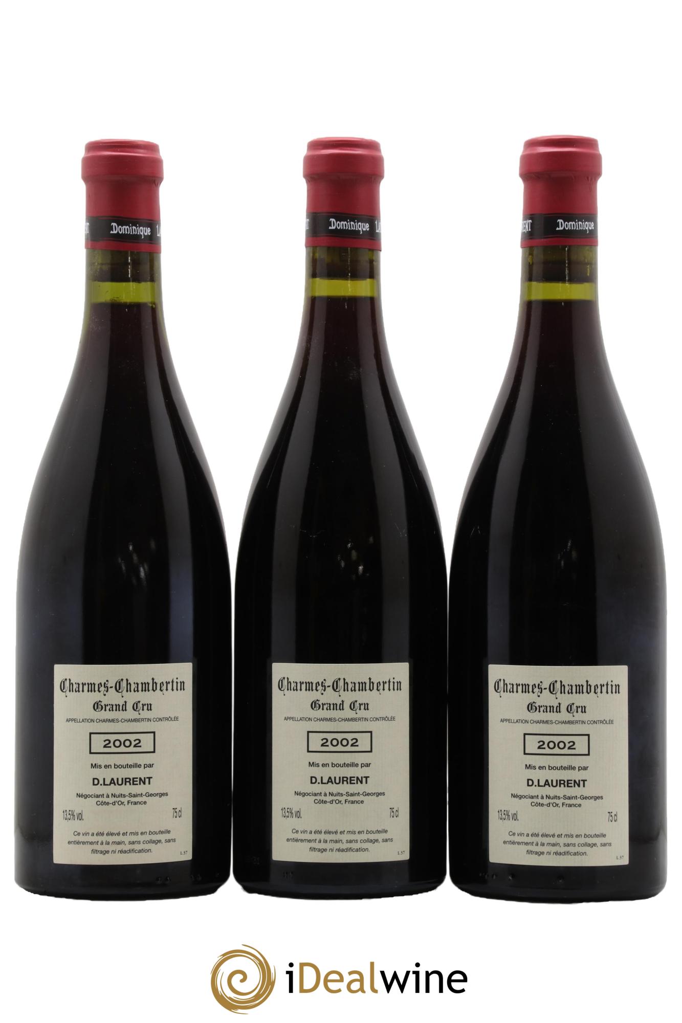 Charmes-Chambertin Grand Cru Vieilles Vignes Dominique Laurent 2002 - Lot of 3 bottles - 1