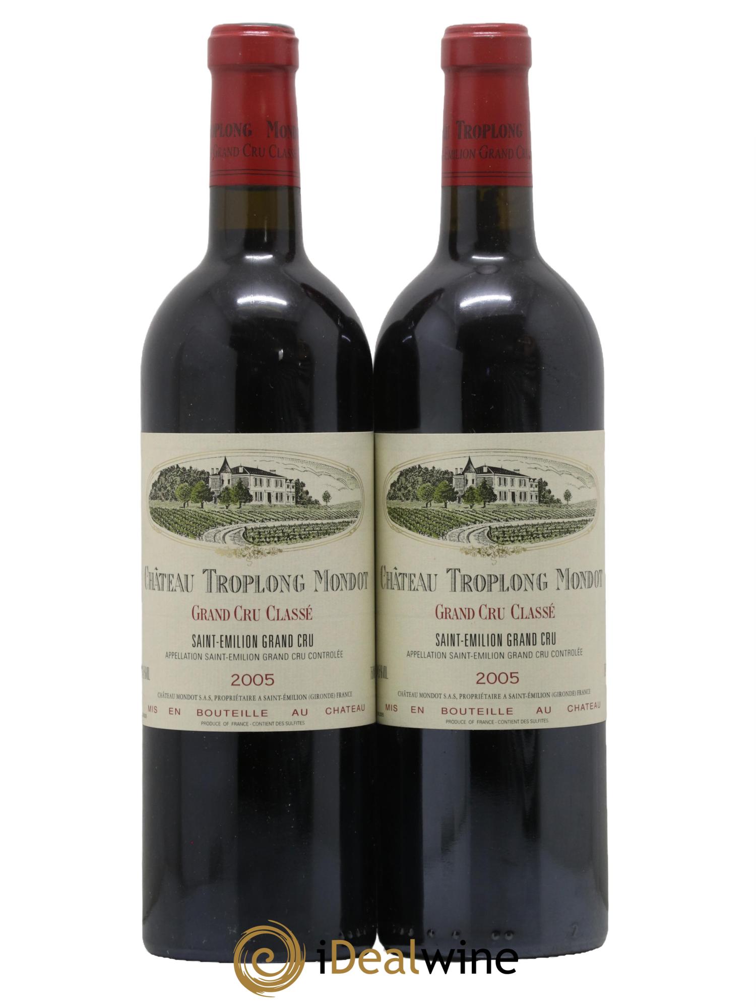 Château Troplong Mondot 1er Grand Cru Classé B 2005 - Lotto di 2 bottiglie - 0