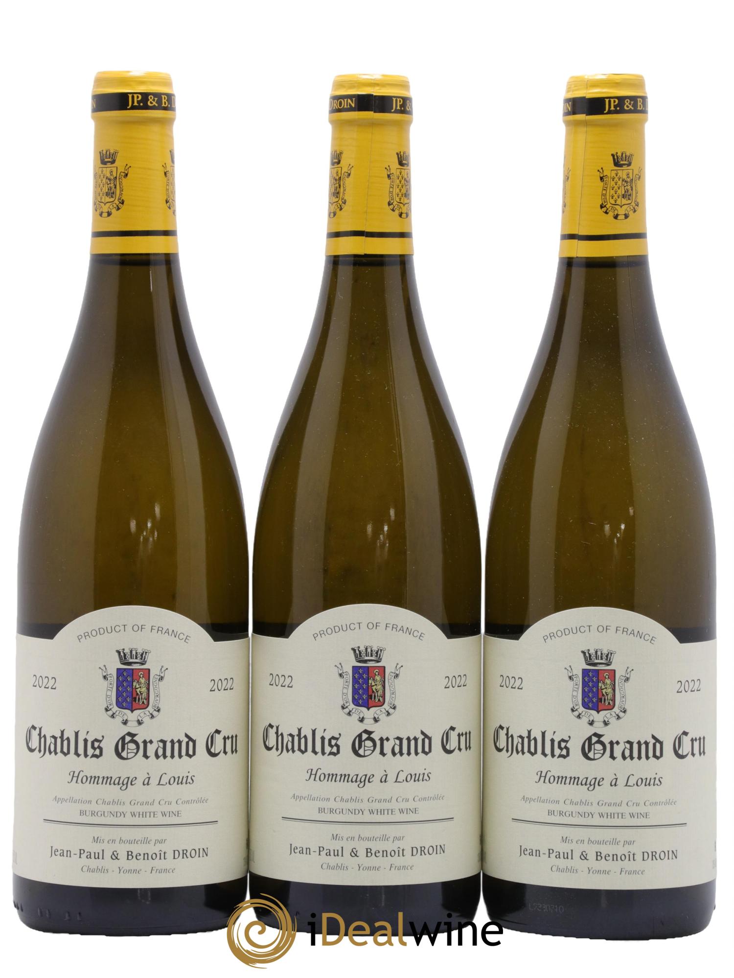 Chablis Grand Cru Hommage à Louis Jean-Paul & Benoît Droin (Domaine) 2022 - Posten von 3 Flaschen - 0