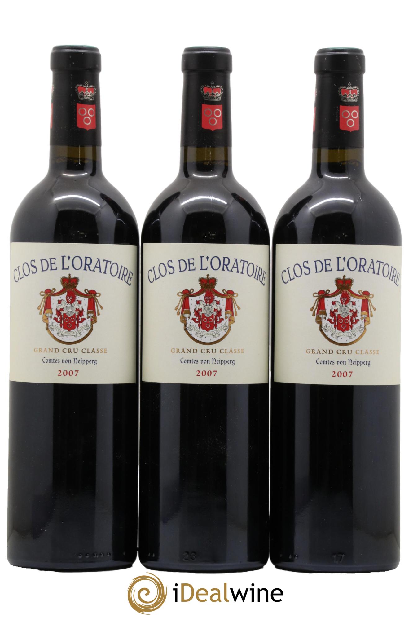 Clos de l'Oratoire Grand Cru Classé 2007 - Lotto di 3 bottiglie - 0