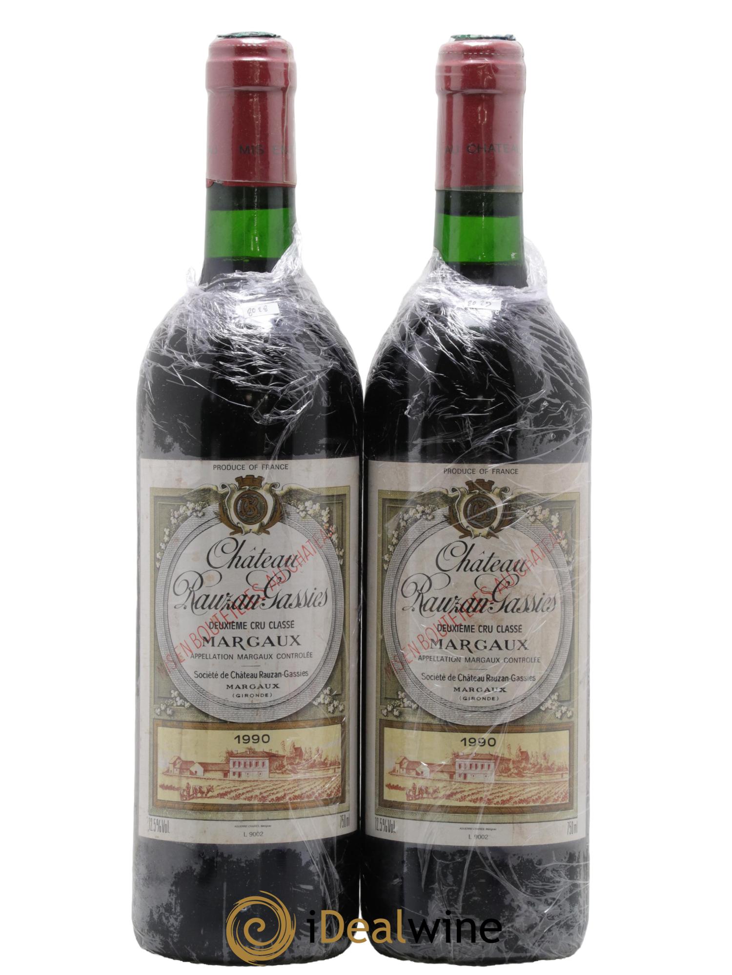 Château Rauzan-Gassies 2ème Grand Cru Classé 1990 - Lot of 2 bottles - 0