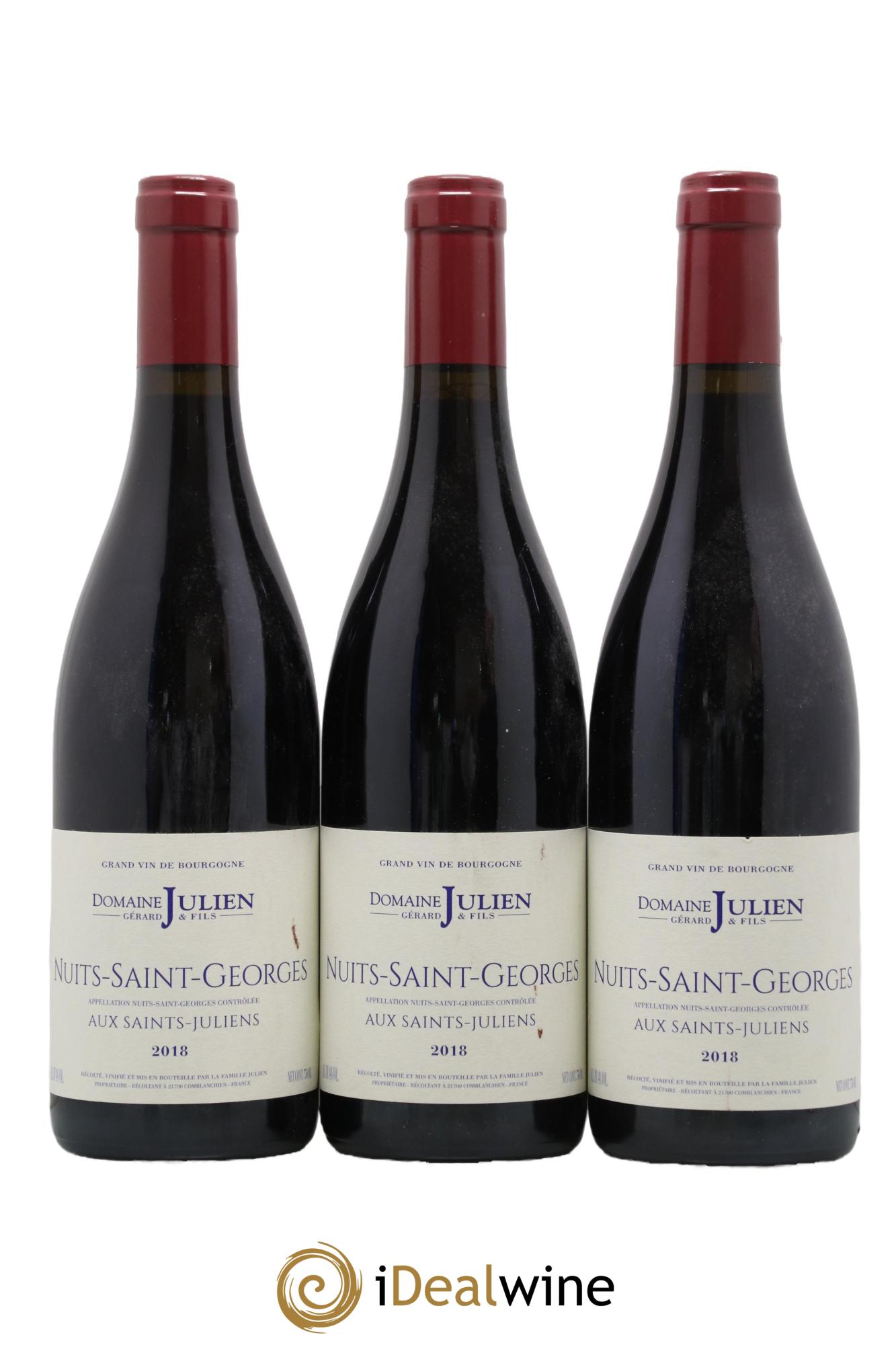 Nuits Saint-Georges Aux Saint Juliens Domaine Gérard Julien et Fils 2018 - Lot de 3 bouteilles - 0