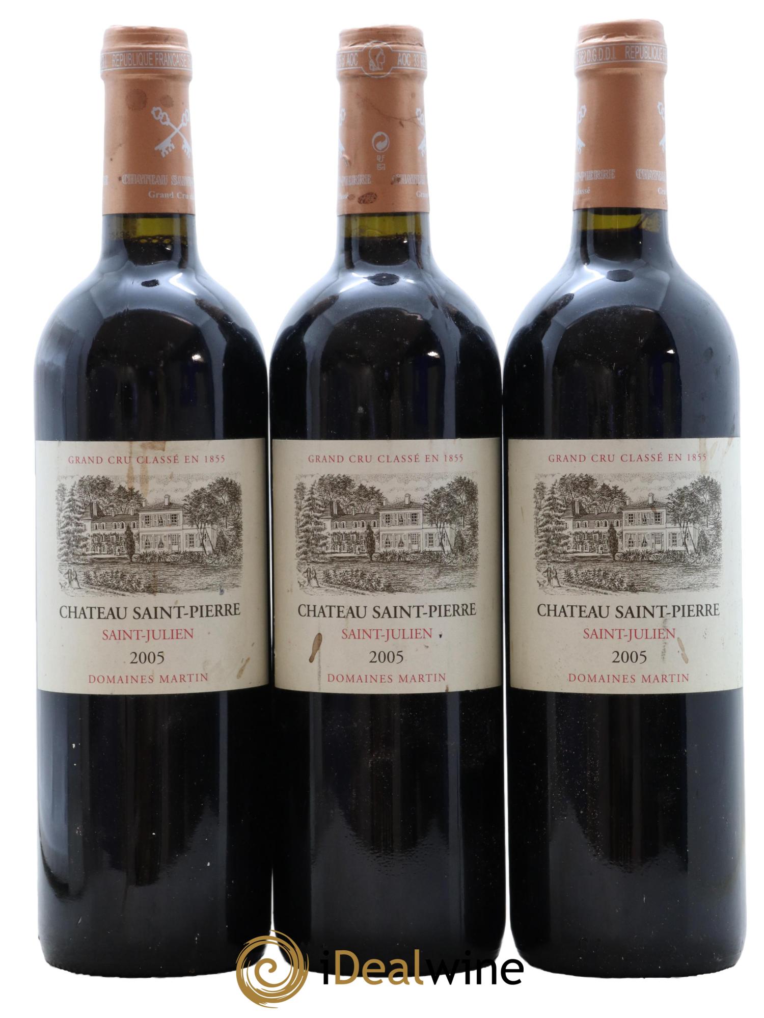 Château Saint-Pierre 4ème Grand Cru Classé 2005 - Posten von 3 Flaschen - 0