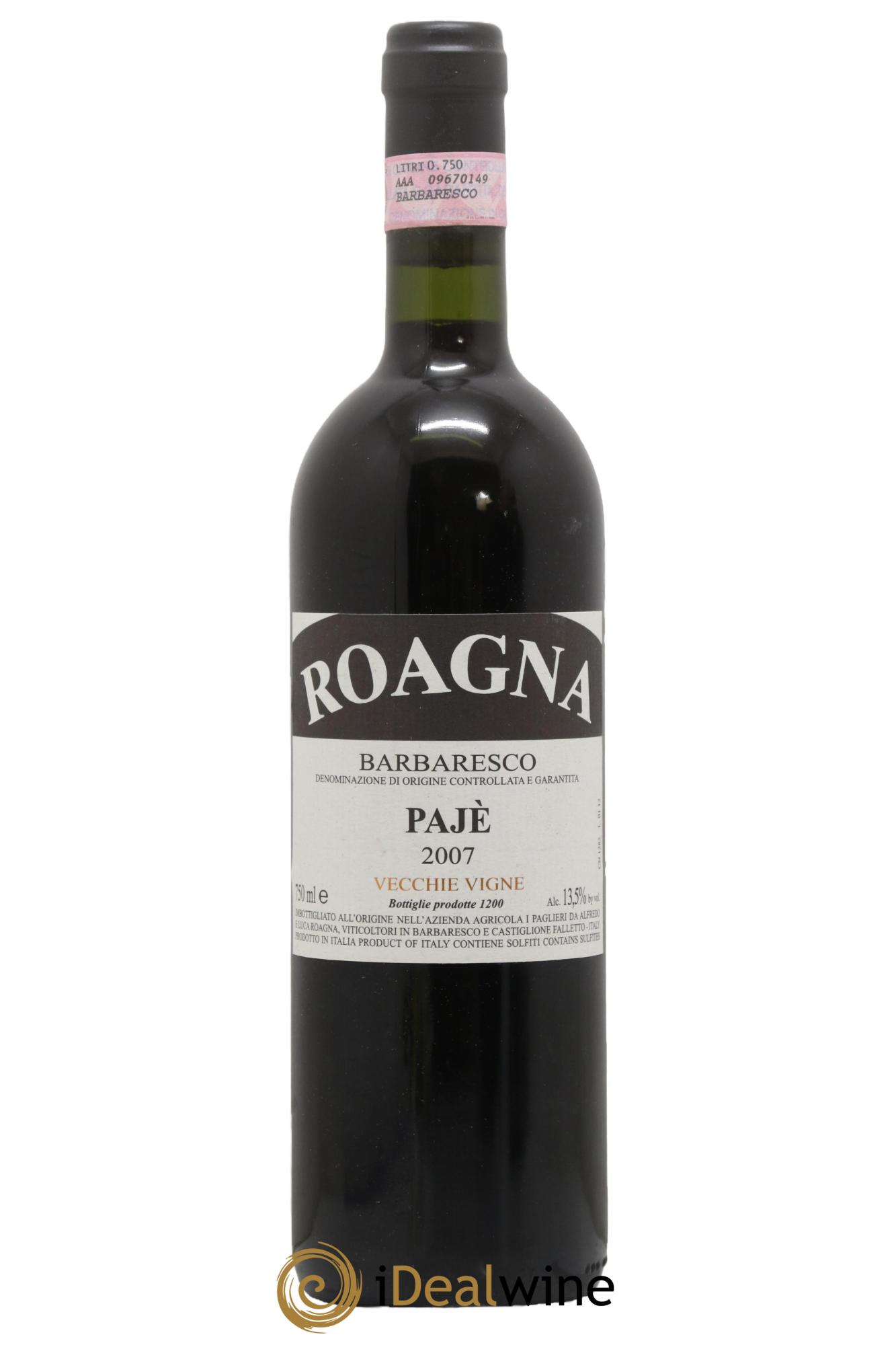 Barbaresco DOCG Pajè Vecchie Viti Roagna 2007 - Posten von 1 Flasche - 0