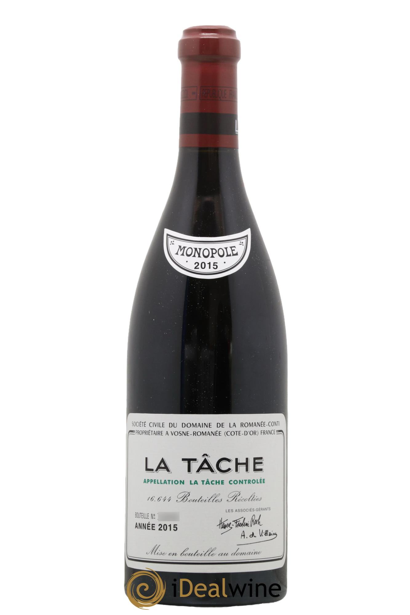 La Tâche Grand Cru Domaine de la Romanée-Conti 2015 - Lot de 1 bouteille - 0