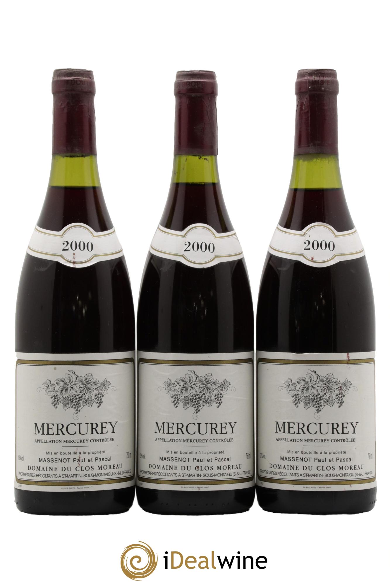 Mercurey Domaine Massenot Clos Moreau 2000 - Lot de 3 bouteilles - 0