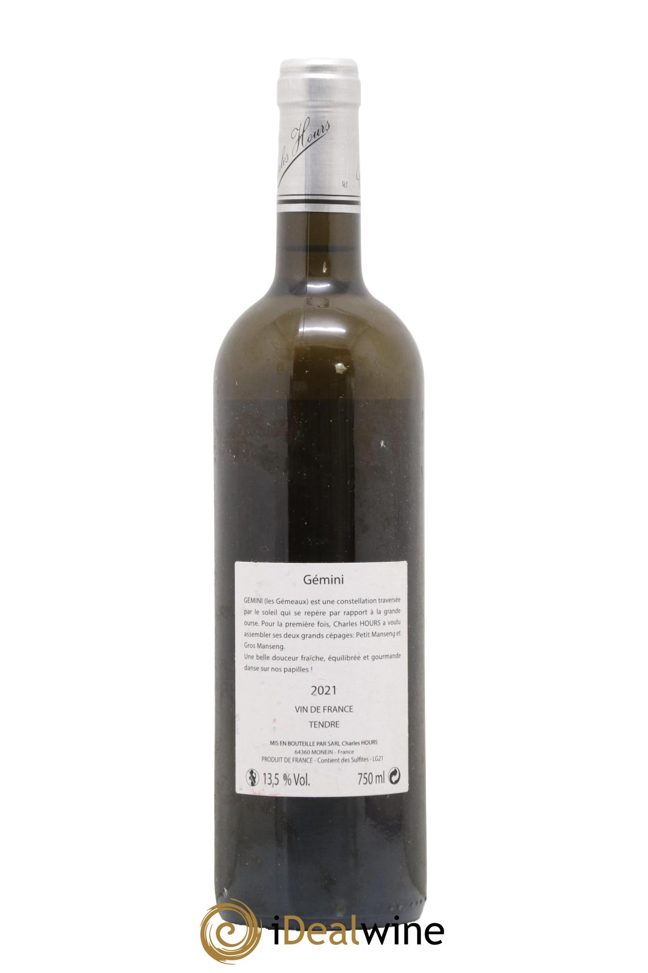 Vin de France Tendre Gemini Charles Hours 2021 - Lotto di 1 bottiglia - 1