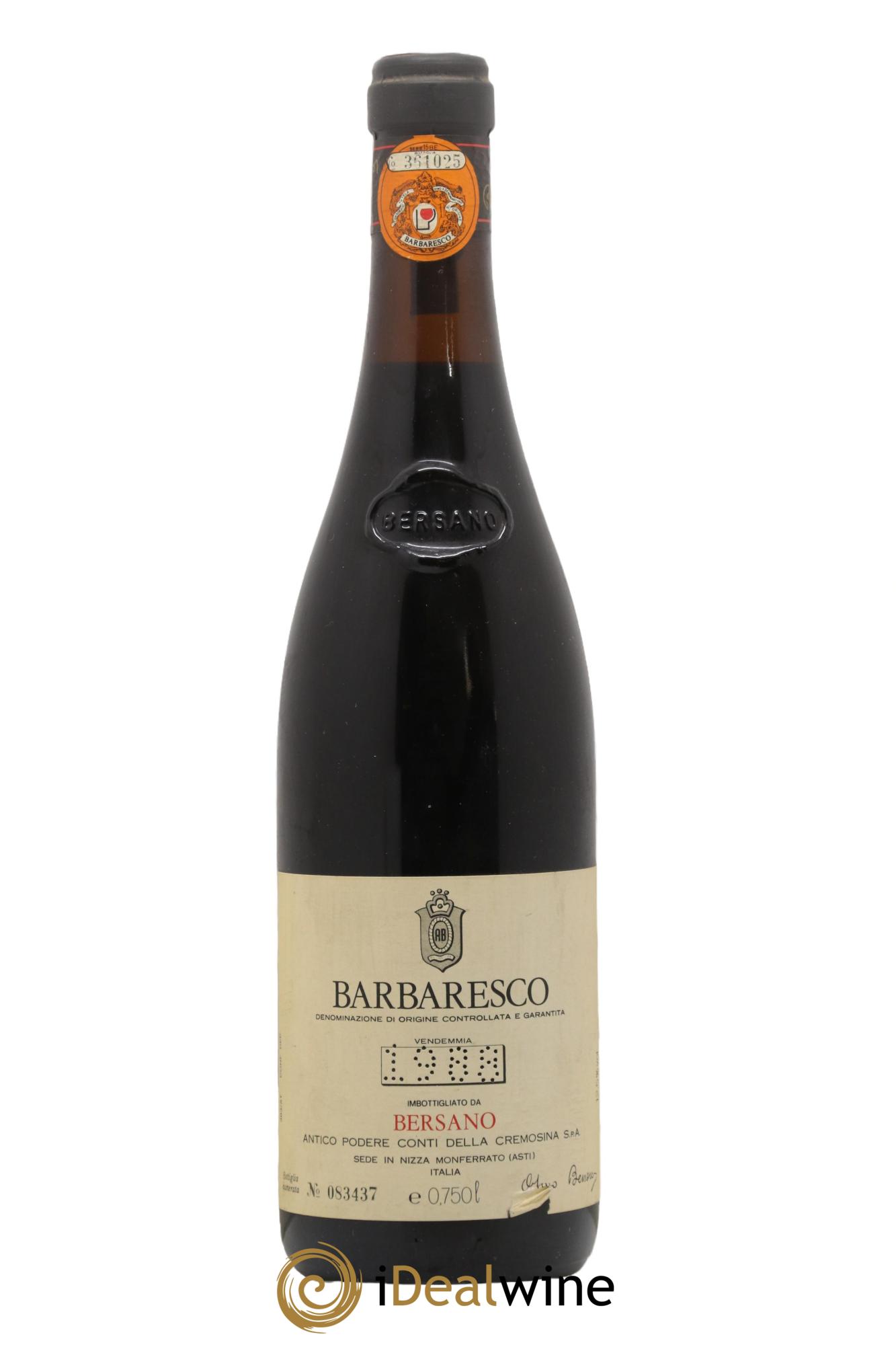 Barolo DOCG Bersano Antico Podere Della Cremosina 1988 - Posten von 1 Flasche - 0