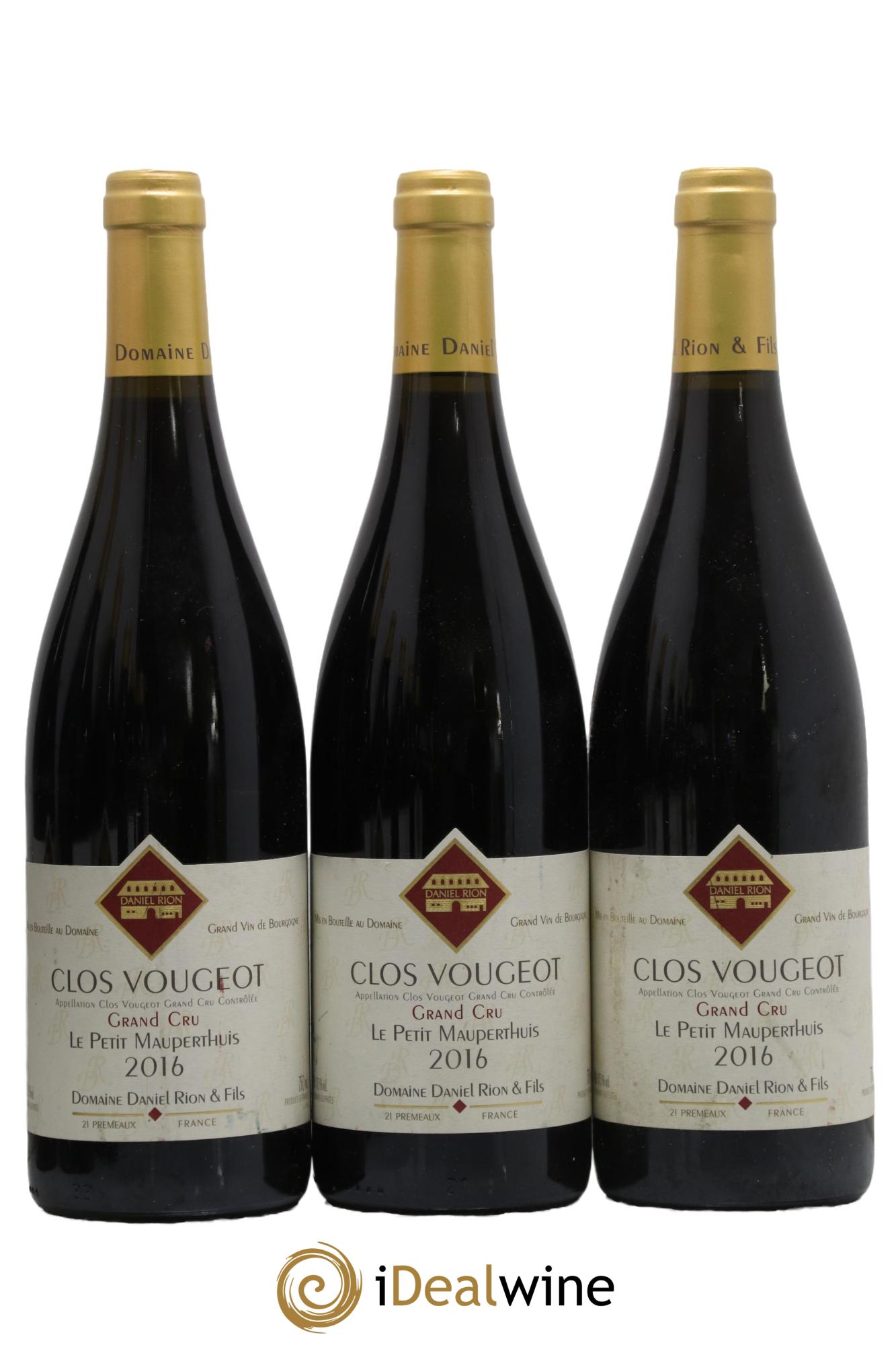 Clos de Vougeot Grand Cru Le Petit Maupertuis Daniel Rion 2016 - Posten von 3 Flaschen - 0