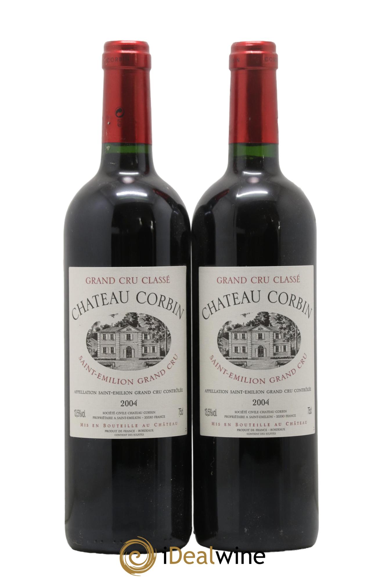 Château Corbin Grand Cru Classé 2004 - Lot de 2 bouteilles - 0