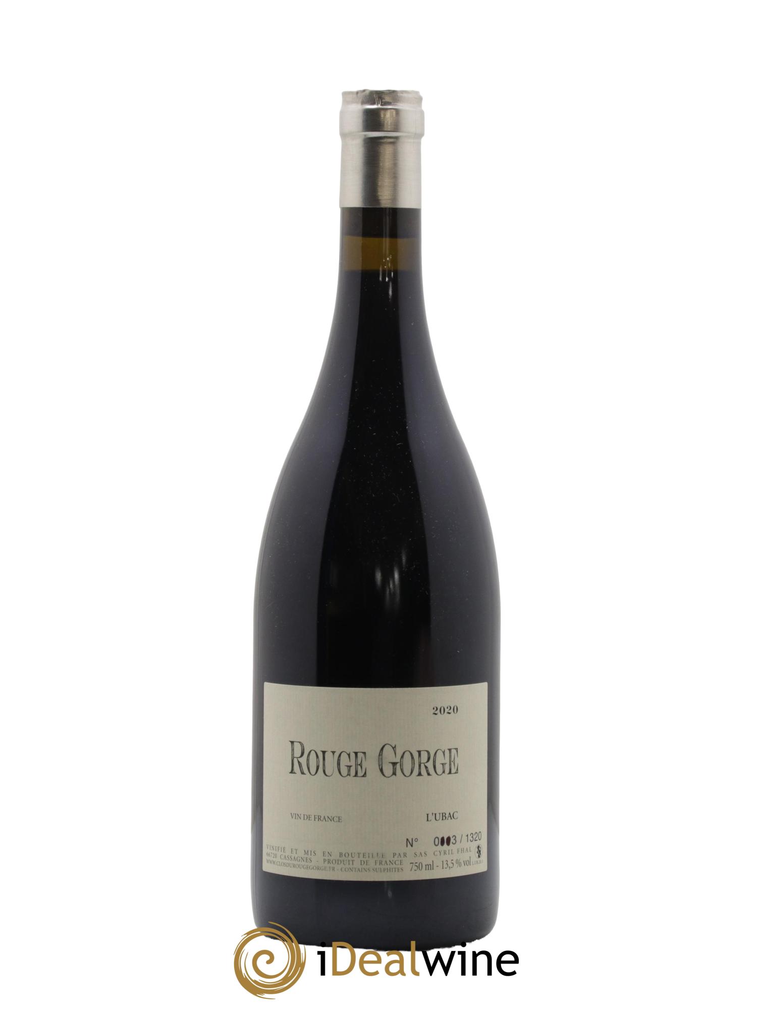 IGP Côtes Catalanes Clos du Rouge Gorge L'Ubac Cyril Fhal 2020 - Lot de 1 bouteille - 0