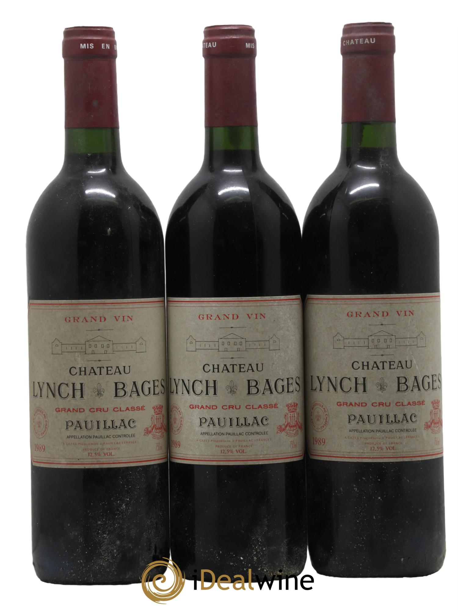 Château Lynch Bages 5ème Grand Cru Classé 1989 - Posten von 3 Flaschen - 0