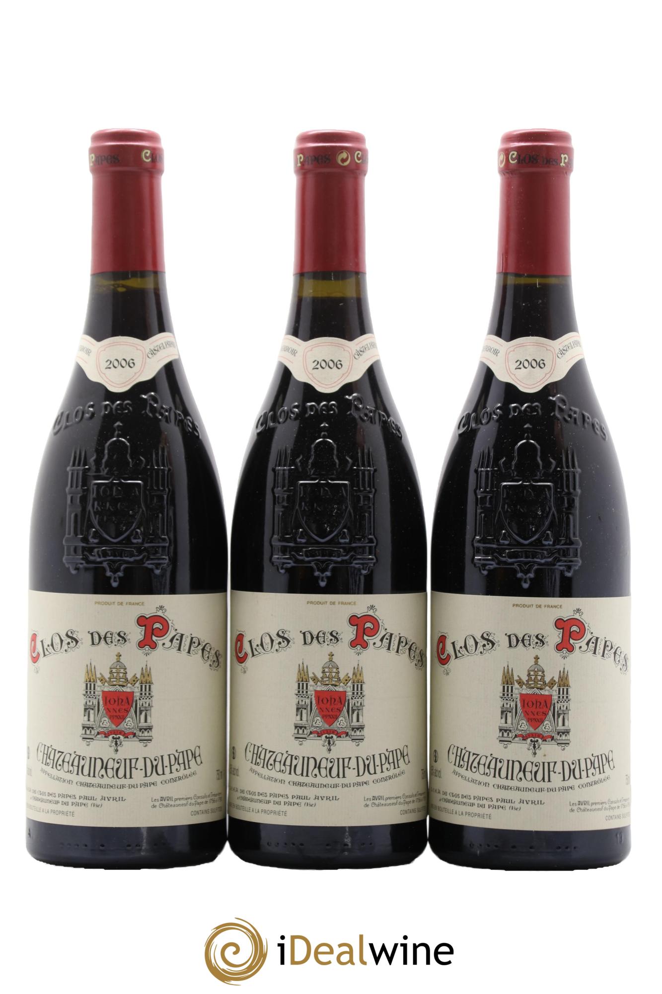 Châteauneuf-du-Pape Clos des Papes - Paul Avril 2006 - Lot de 3 bouteilles - 0