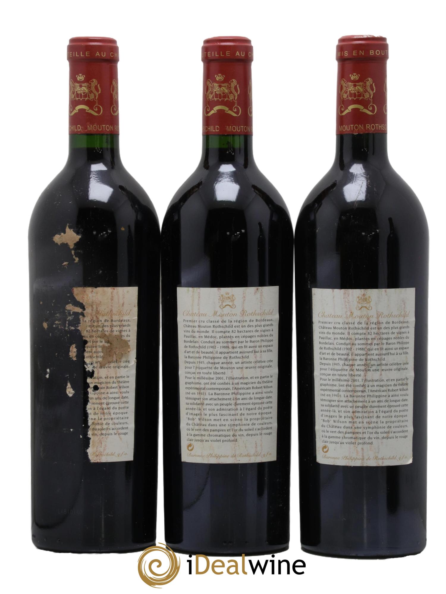 Château Mouton Rothschild 1er Grand Cru Classé 2001 - Posten von 3 Flaschen - 1