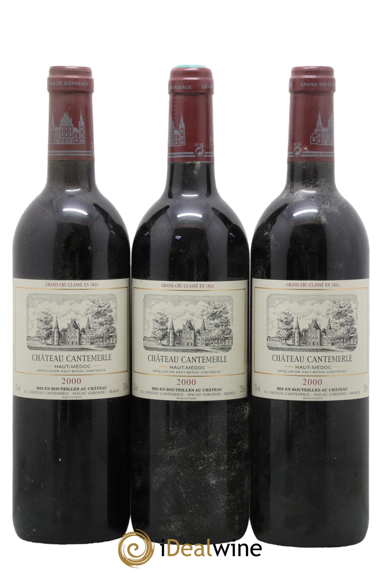 Château Cantemerle 5ème Grand Cru Classé 2000 - Lot de 3 bouteilles - 0