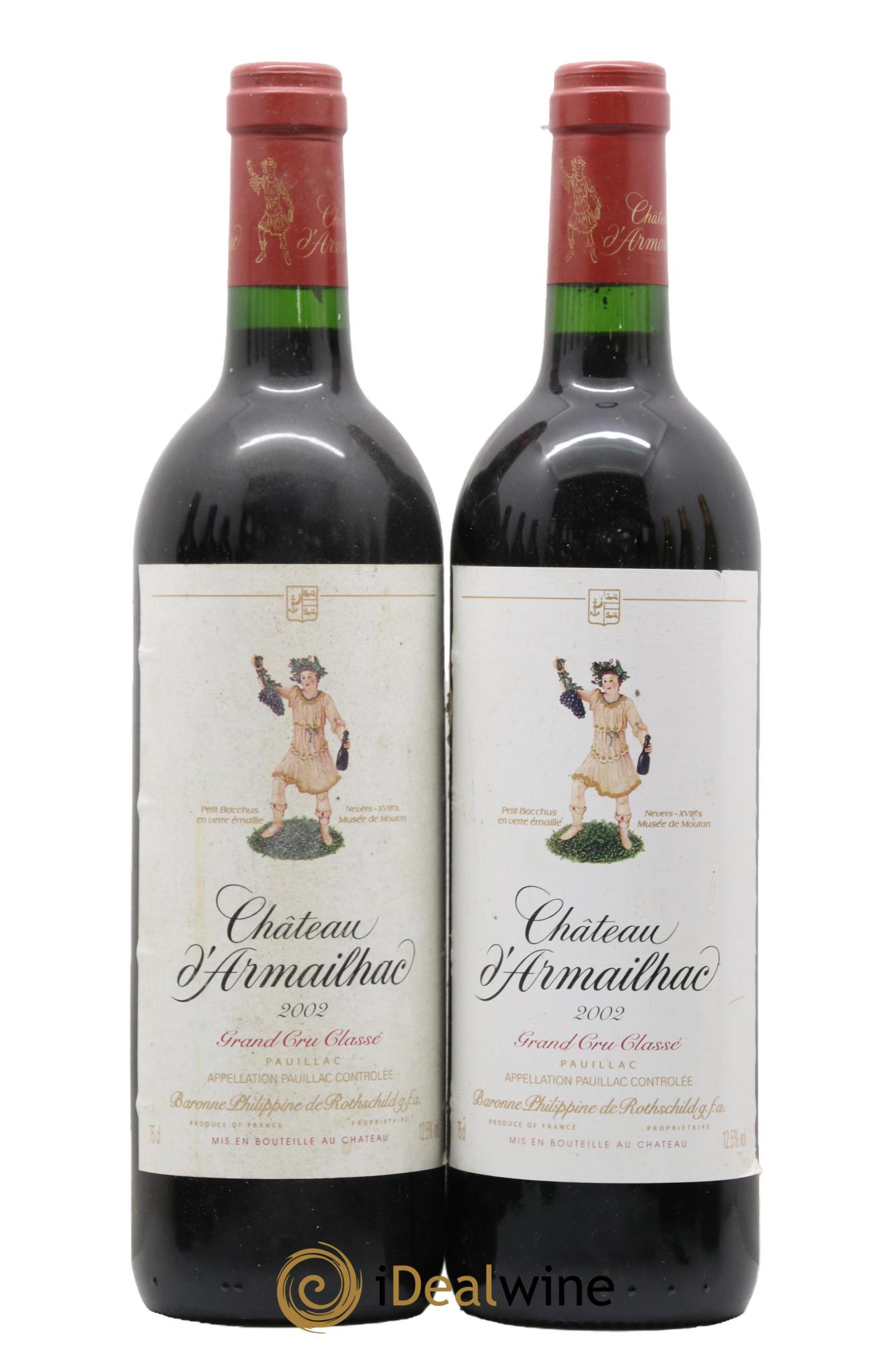 Château d' Armailhac - Mouton Baron(ne) Philippe 5ème Grand Cru Classé 2002 - Lotto di 2 bottiglie - 0