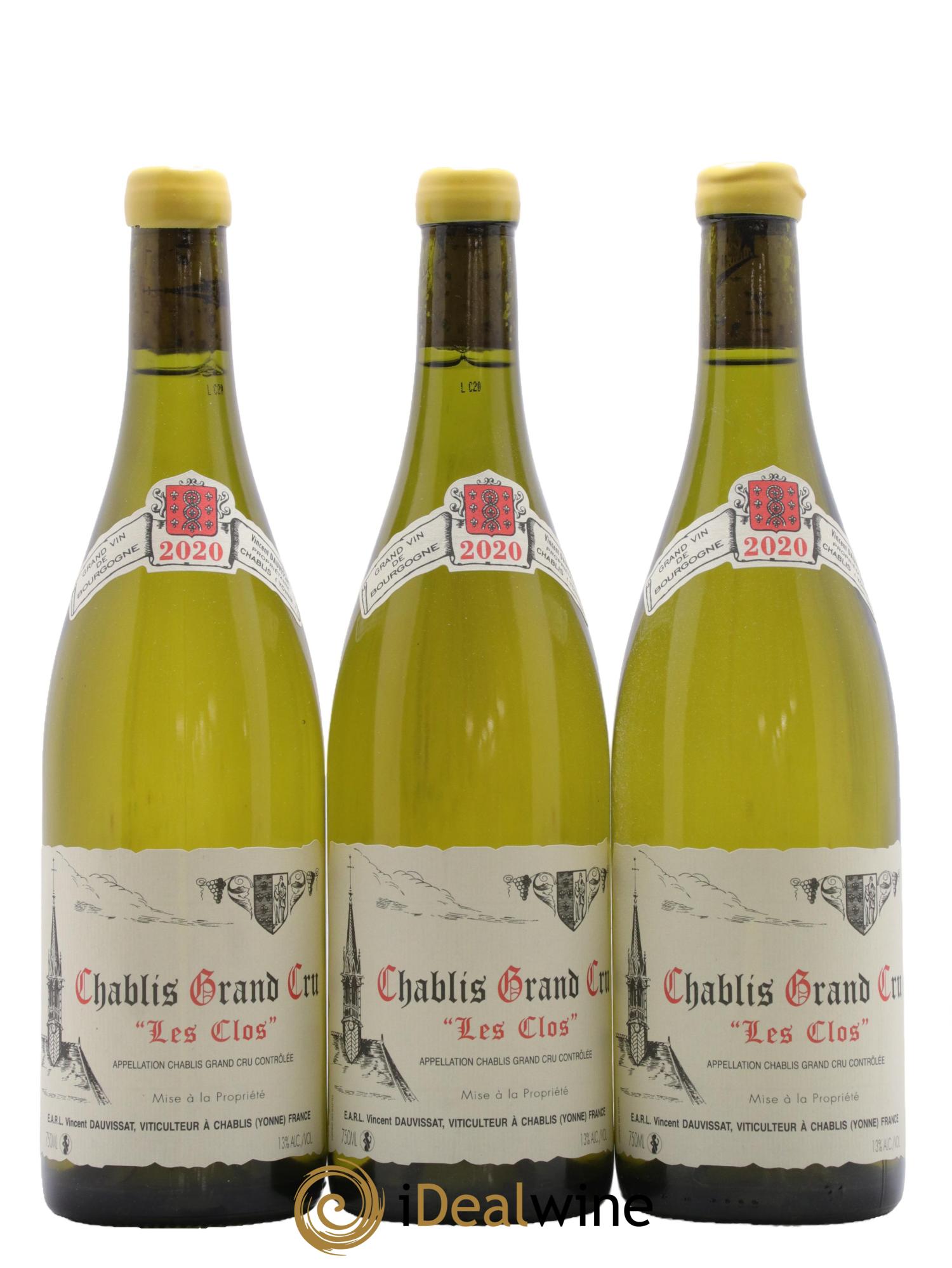 Chablis Grand Cru Les Clos Vincent Dauvissat (Domaine) 2020 - Lotto di 3 bottiglie - 0