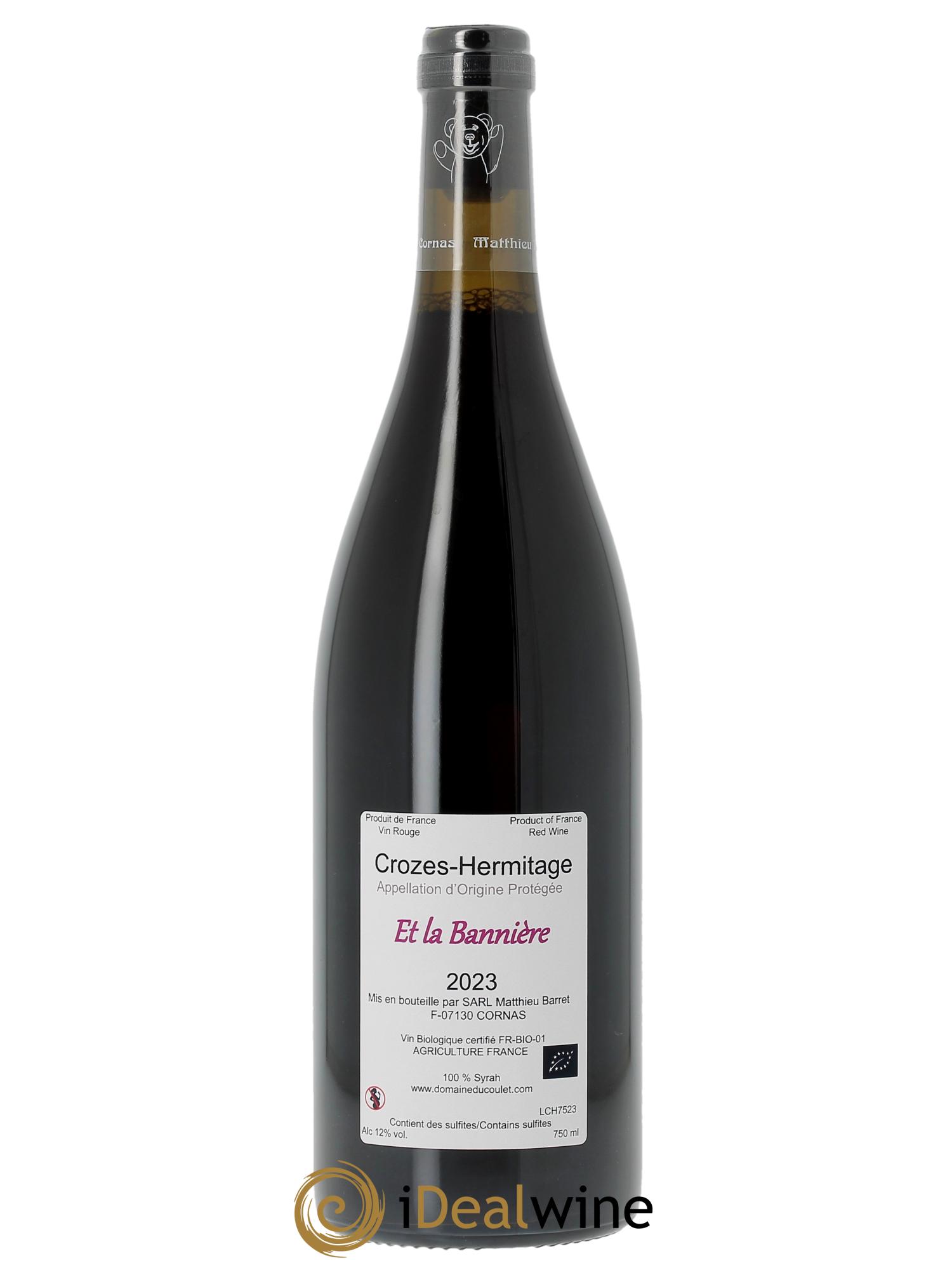 Crozes-Hermitage Et la Bannière Coulet (Domaine du) - Matthieu Barret  2023 - Lot de 1 bouteille - 1