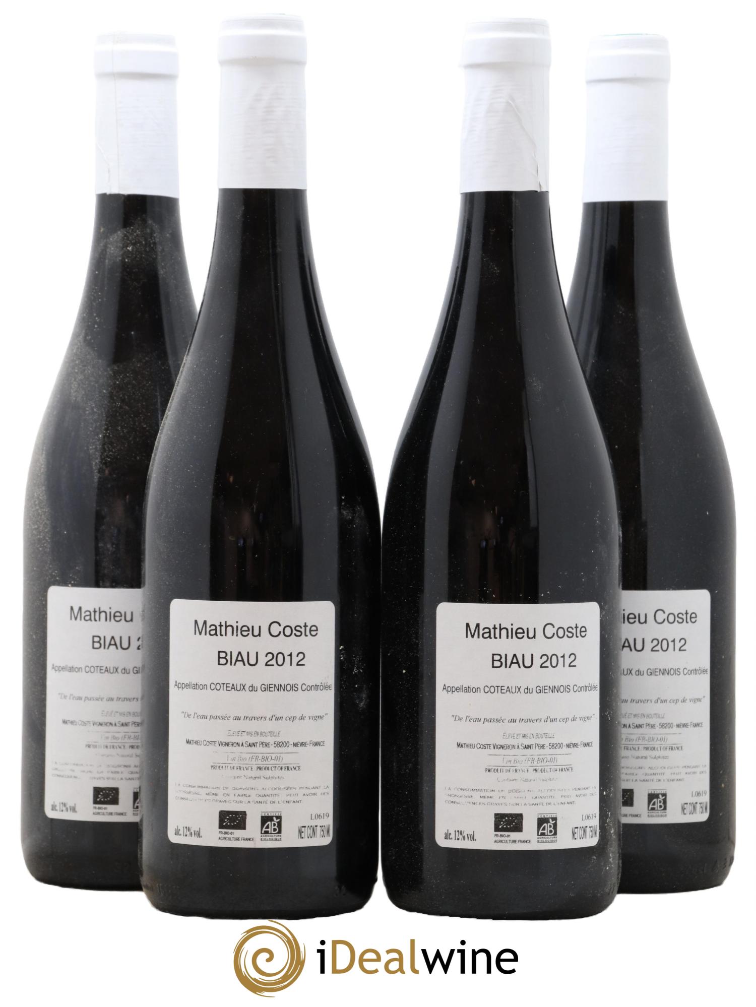 Vin de France Biau Mathieu Coste 2012 - Lot de 4 bouteilles - 1