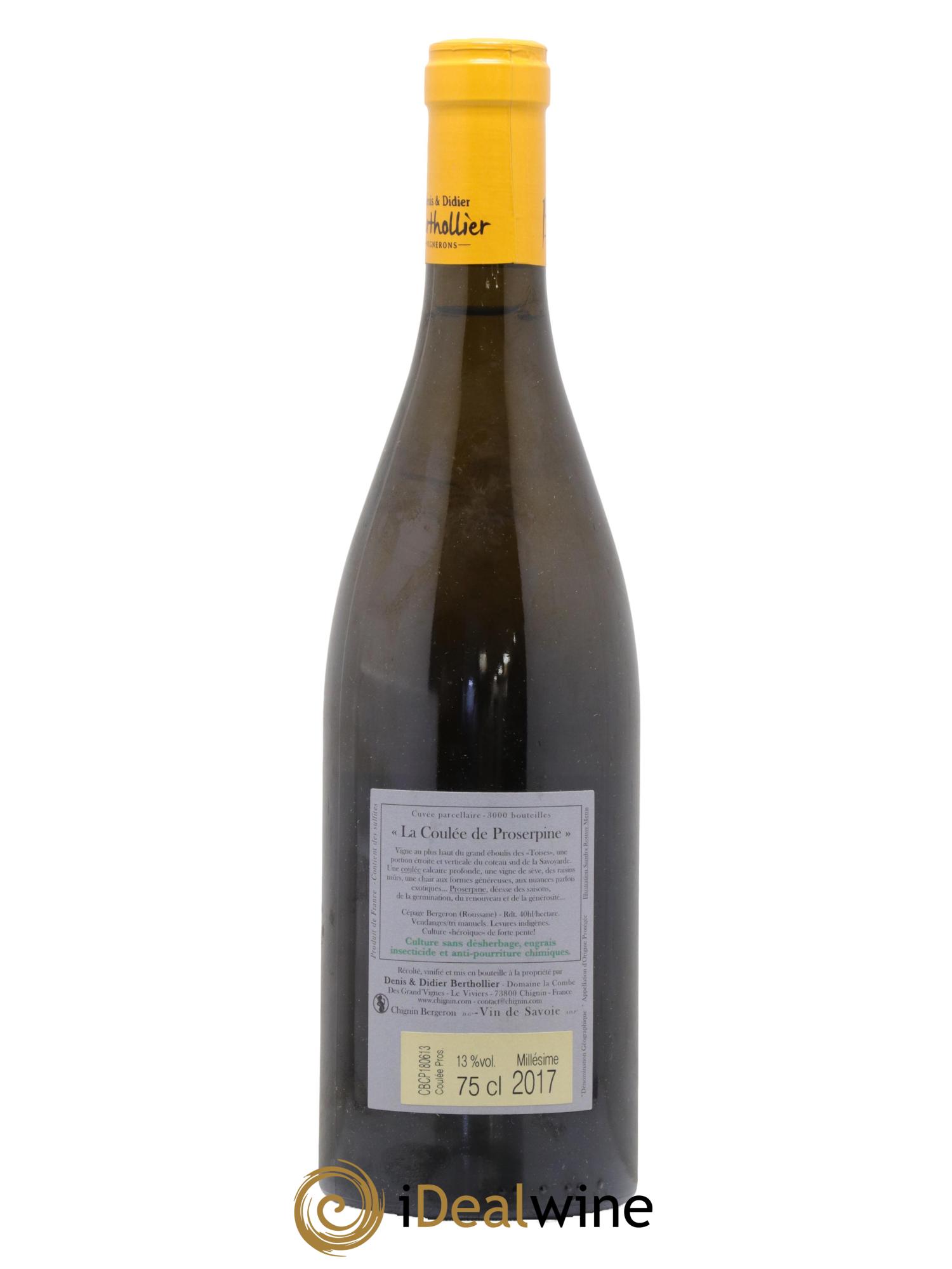 Vin de Savoie Chignin-Bergeron La Coulée de Proserpine Domaine Berthollier 2017 - Posten von 1 Flasche - 1