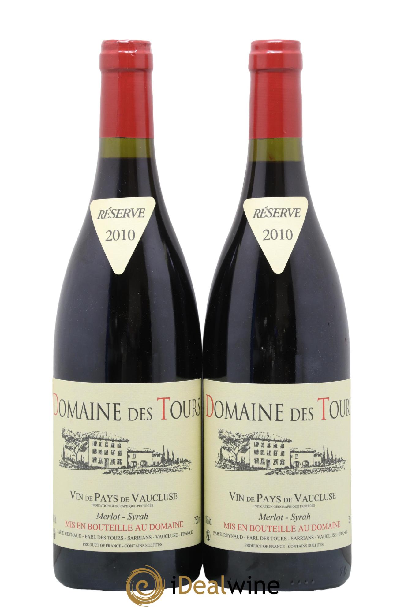 IGP Pays du Vaucluse (Vin de Pays du Vaucluse) Domaine des Tours Merlot-Syrah Emmanuel Reynaud 2010 - Lotto di 2 bottiglie - 0