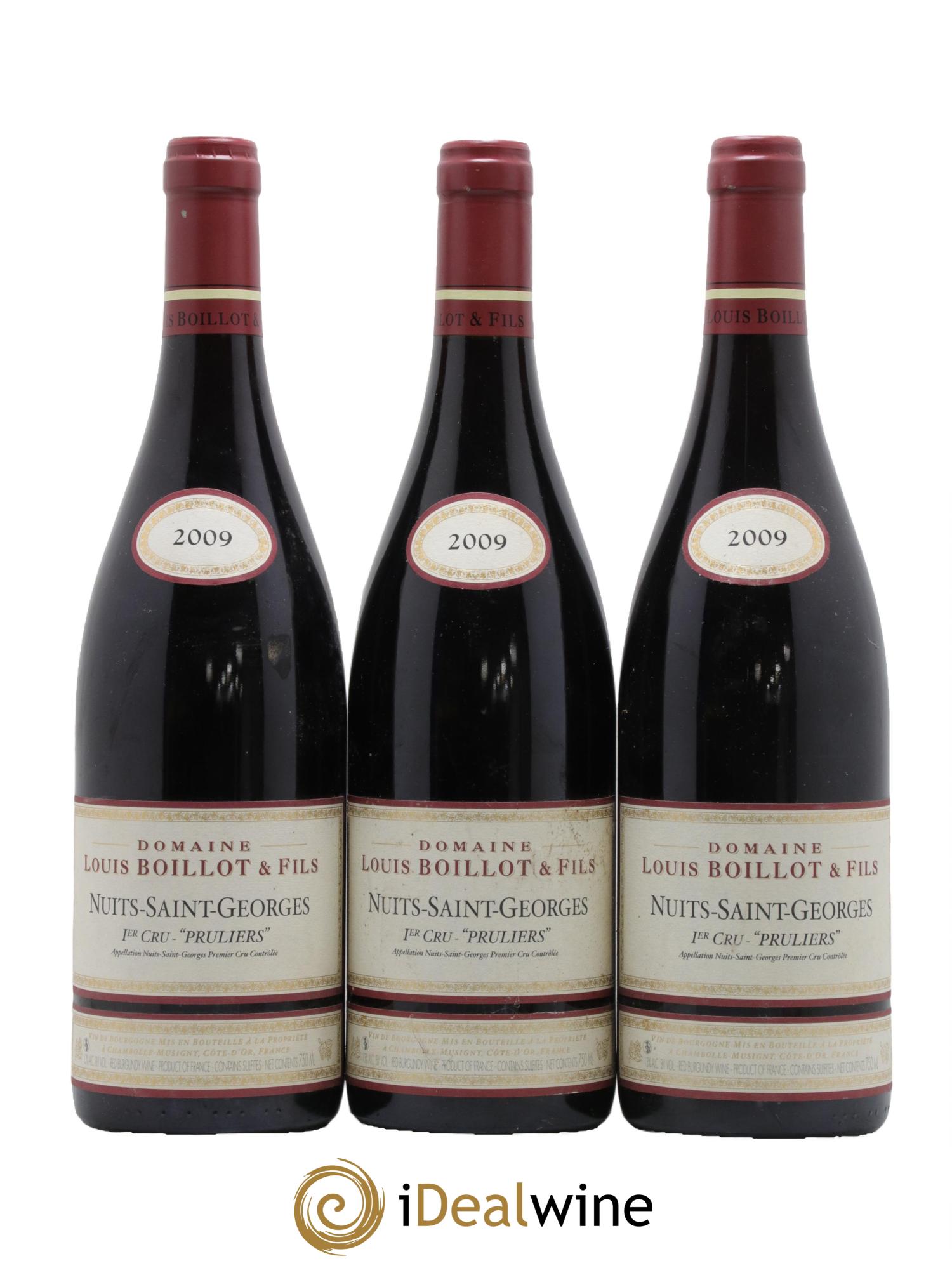 Nuits Saint-Georges 1er Cru Les Pruliers Louis Boillot et Fils 2009 - Lot de 3 bouteilles - 0