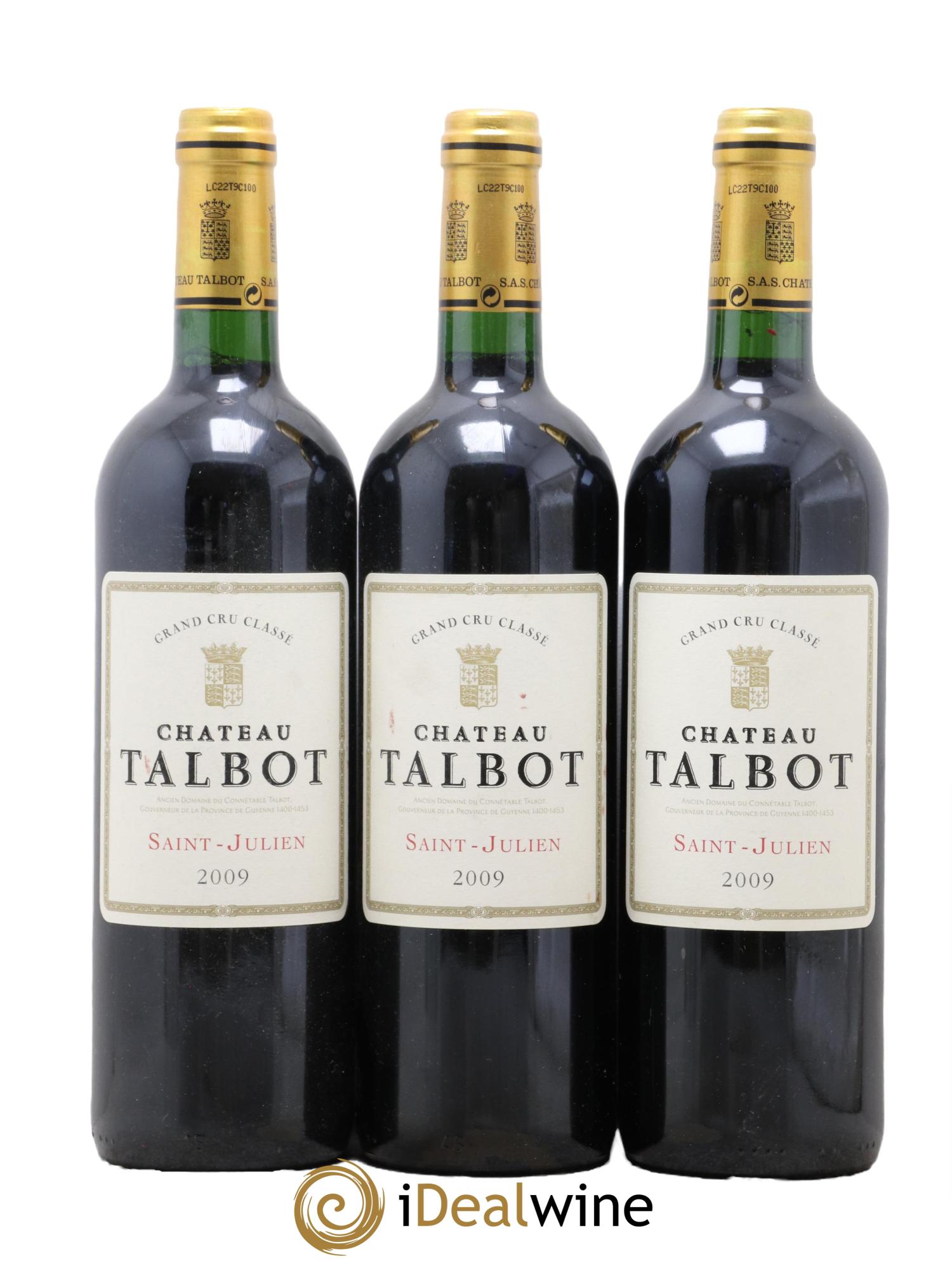 Château Talbot 4ème Grand Cru Classé 2009 - Posten von 3 Flaschen - 0