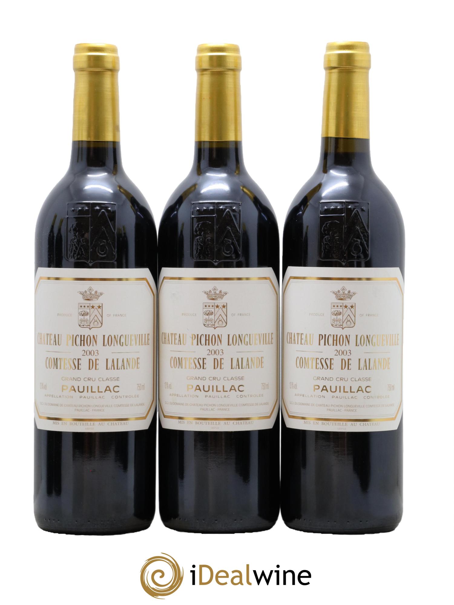 Château Pichon Longueville Comtesse de Lalande 2ème Grand Cru Classé 2003 - Lot of 3 bottles - 0