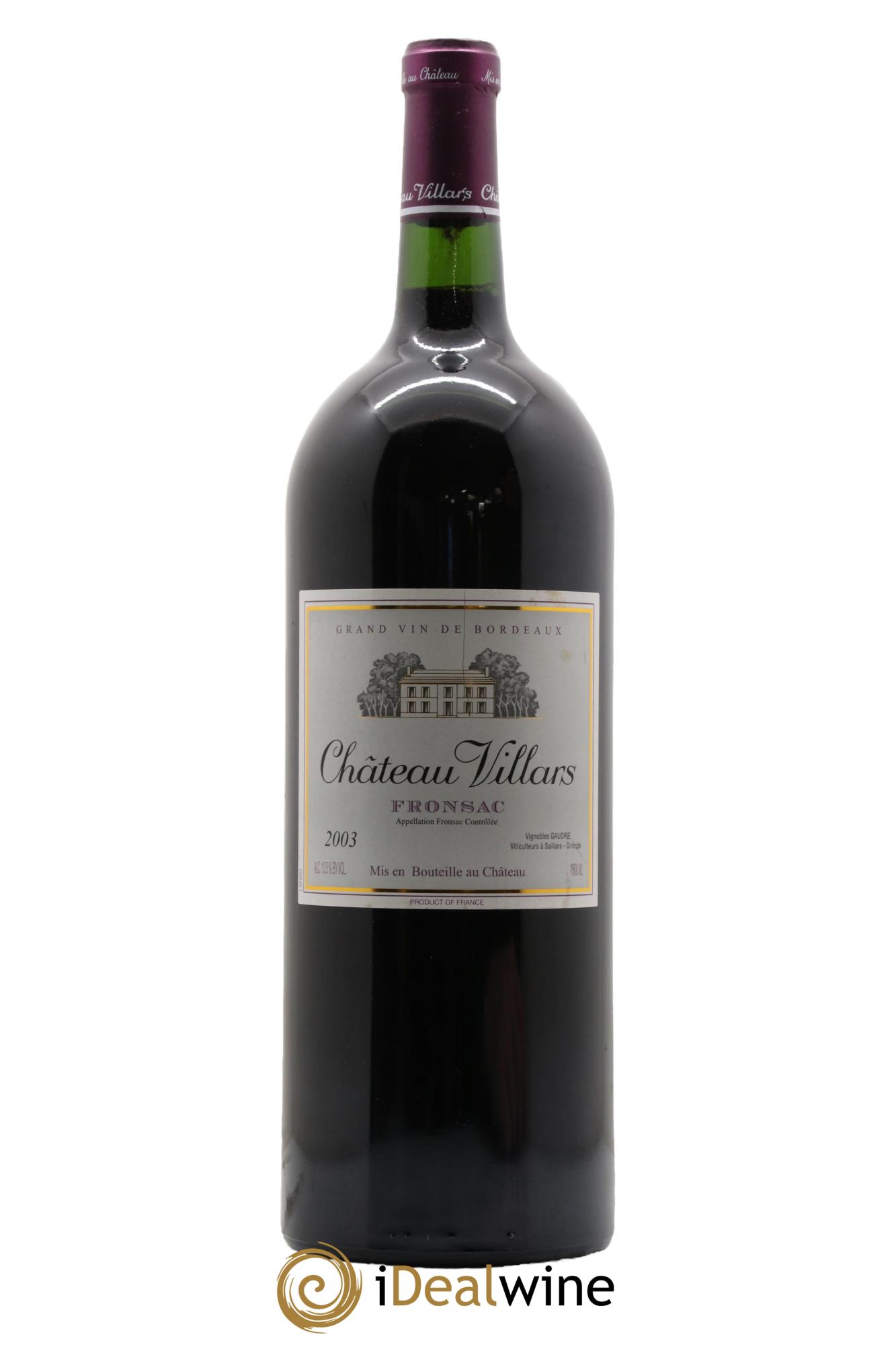 Fronsac Château Villars 2003 - Posten von 1 Magnum - 0