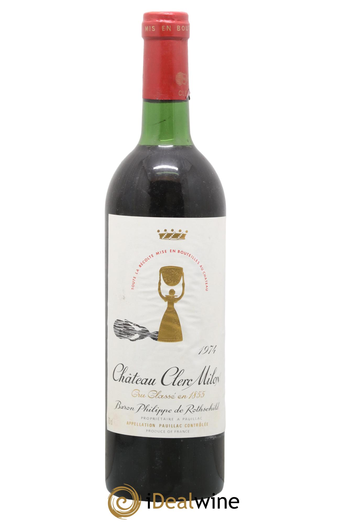 Château Clerc Milon 5ème Grand Cru Classé 1974 - Lot de 1 bouteille - 0