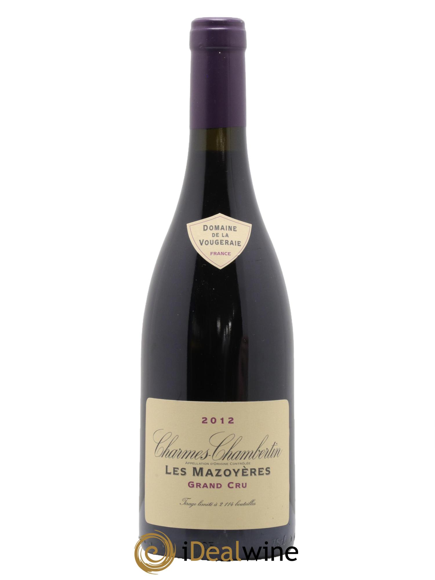 Charmes-Chambertin Grand Cru Les Mazoyères La Vougeraie 2012 - Lot of 1 bottle - 0