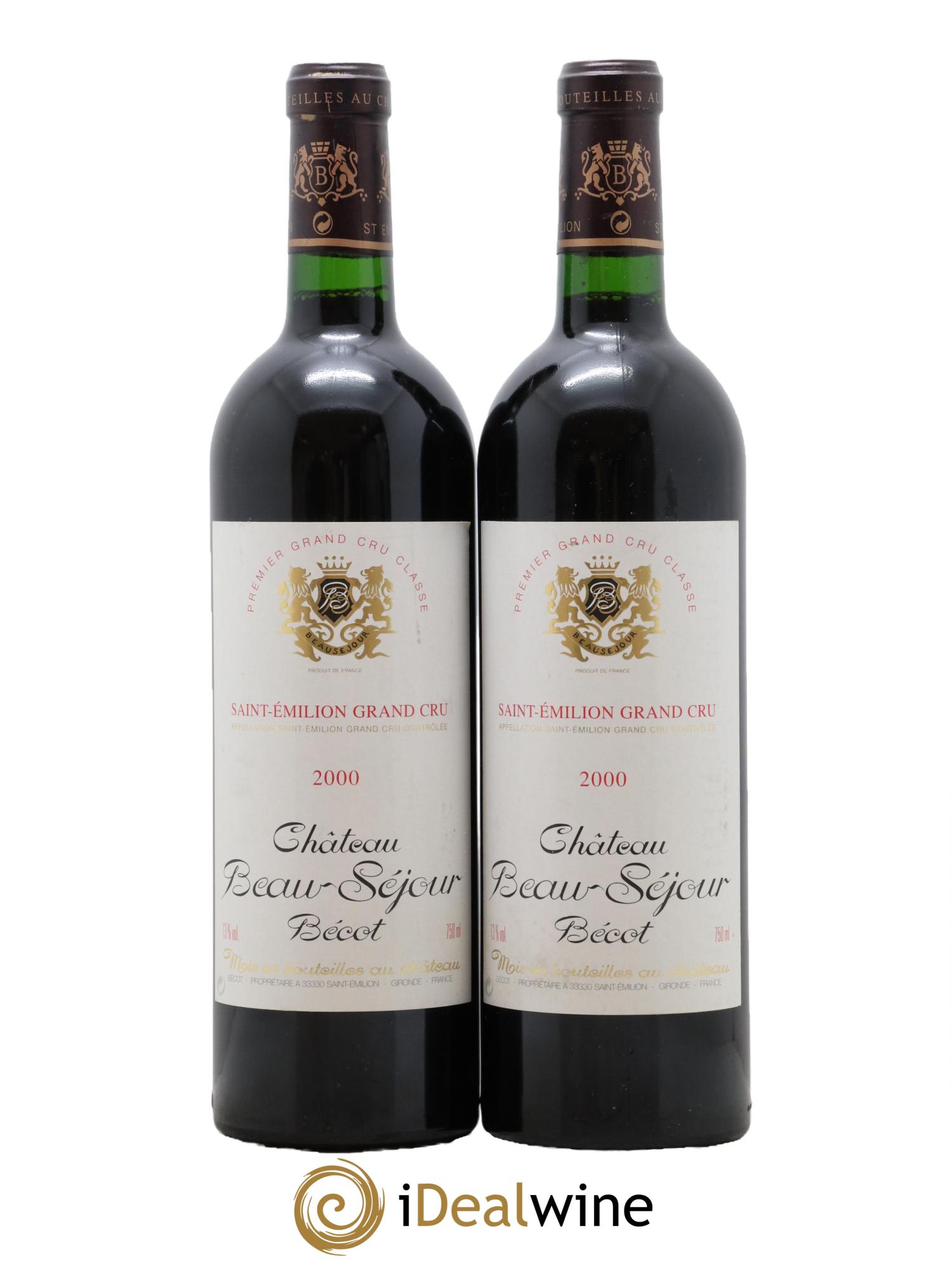 Château Beau-Séjour Bécot 1er Grand Cru Classé B 2000 - Lot de 2 bouteilles - 0