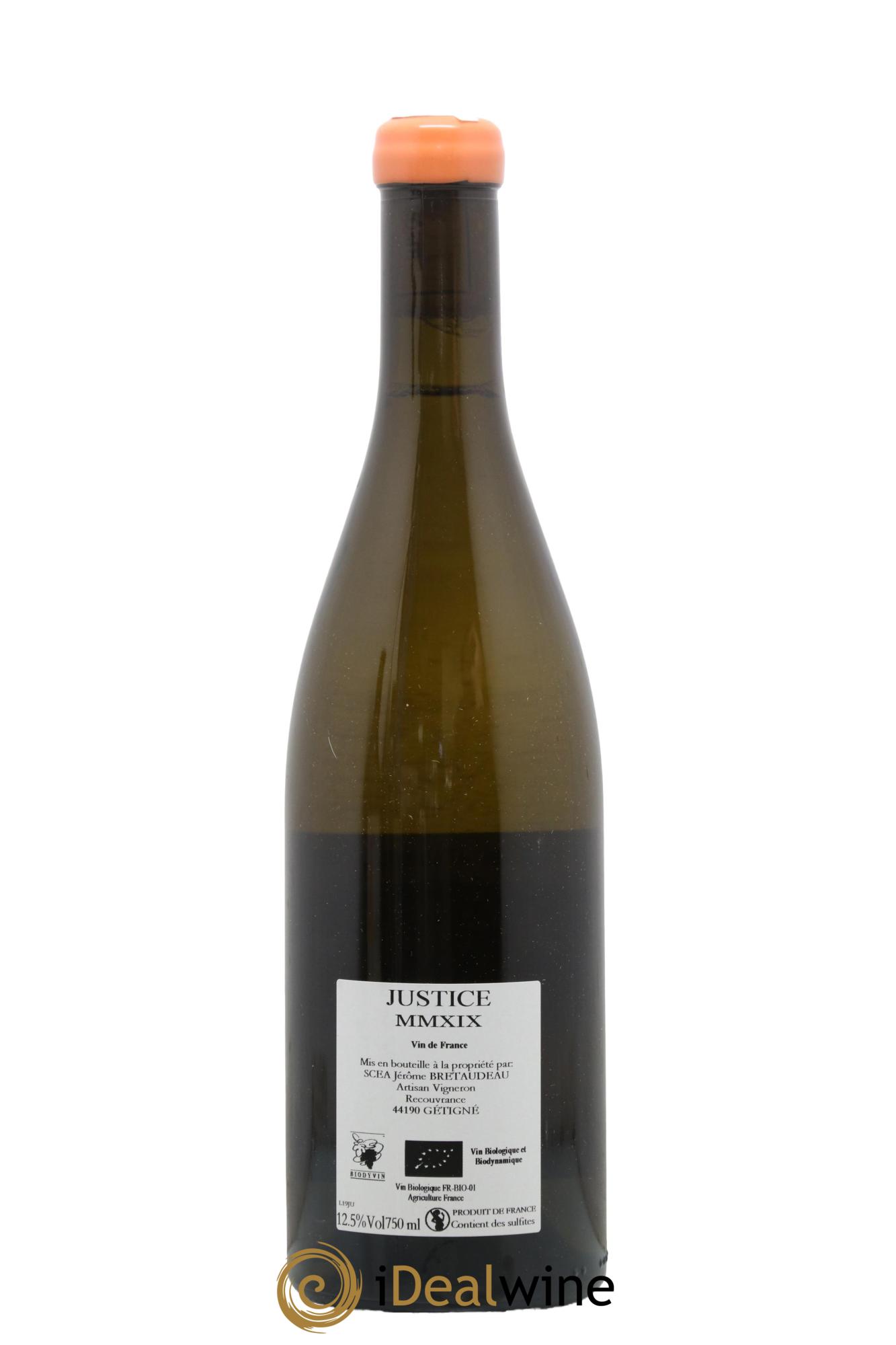 Muscadet-Sèvre-et-Maine Justice Jérôme Bretaudeau - Bellevue (Domaine de) 2019 - Lot of 1 bottle - 1