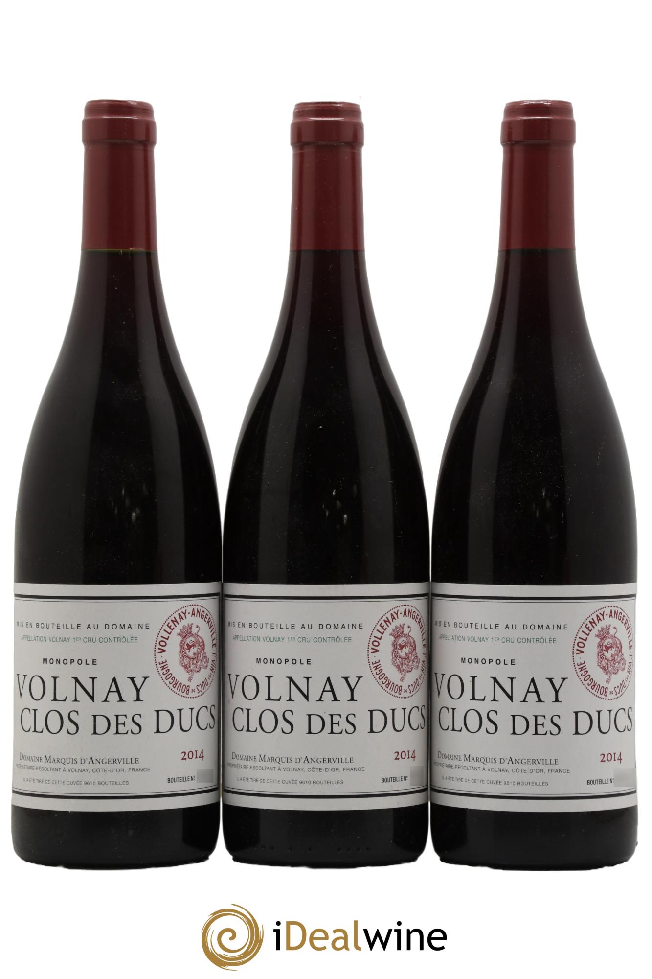 Volnay 1er Cru Clos des Ducs Marquis d'Angerville (Domaine)  2014 - Lotto di 3 bottiglie - 0