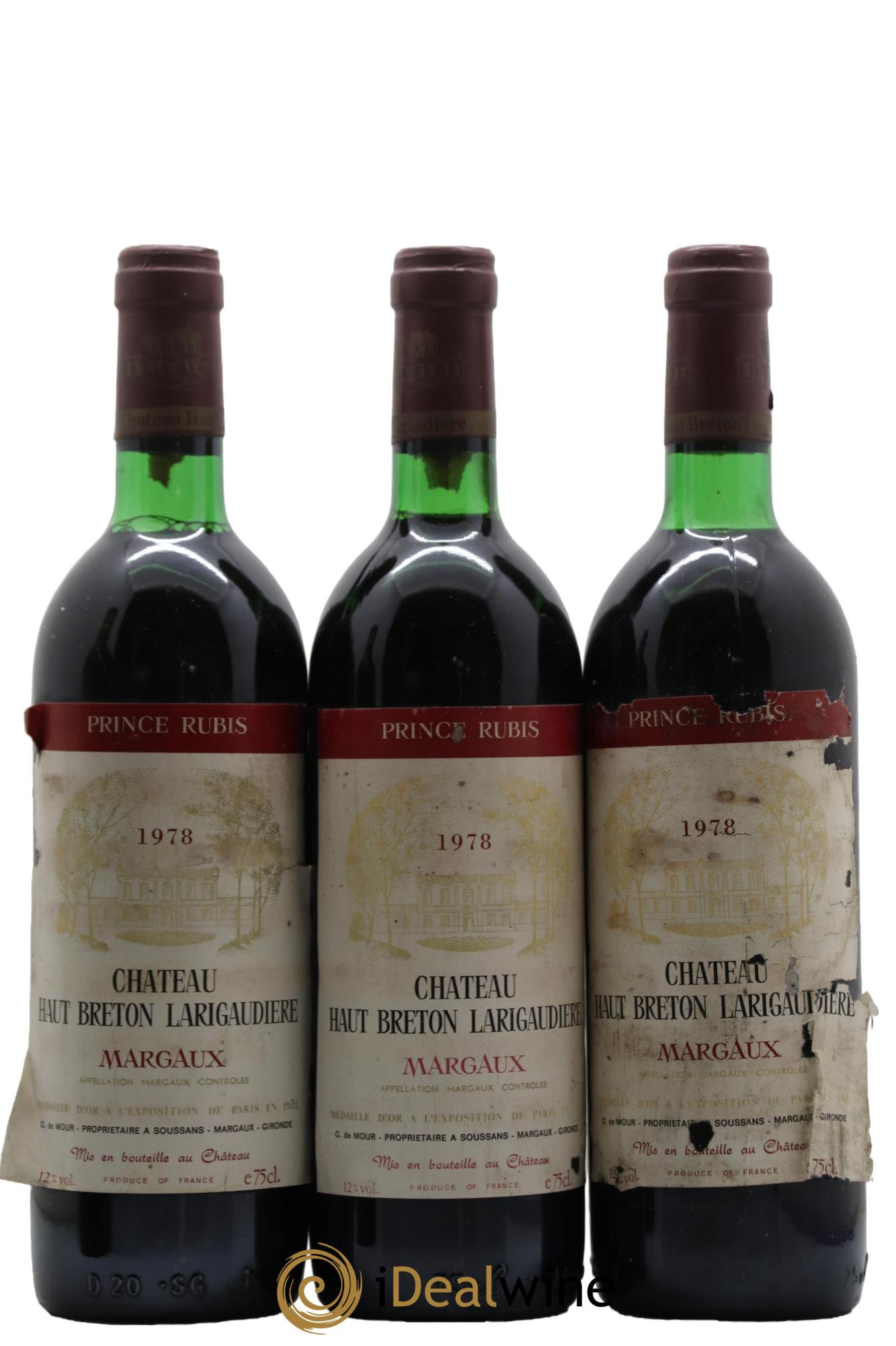 Château Haut Breton Larigaudière Cru Bourgeois 1978 - Posten von 3 Flaschen - 0