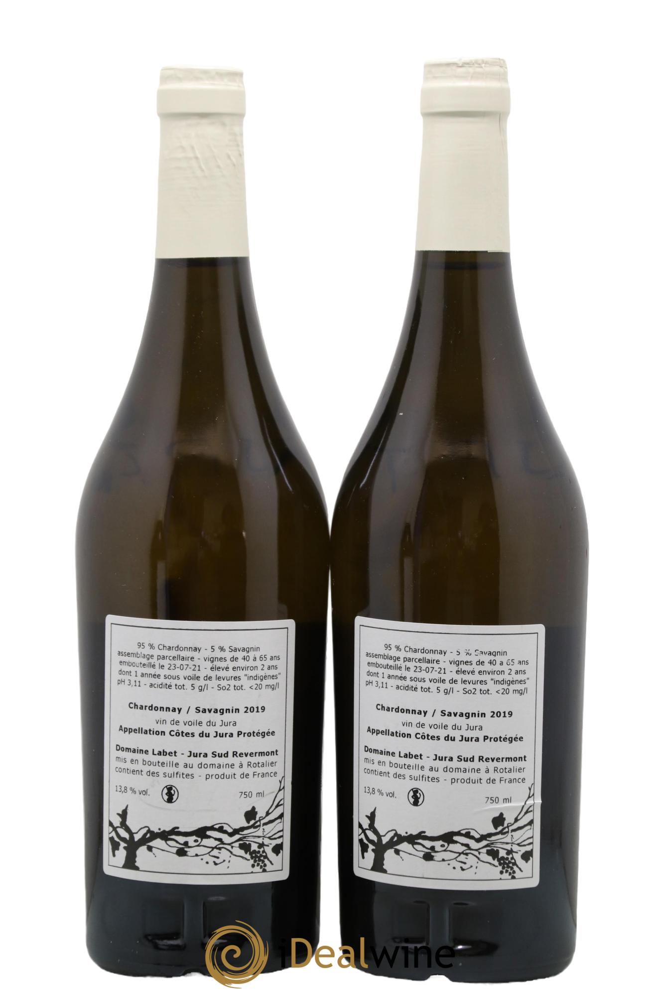 Côtes du Jura Vin de Voile Chardonnay-Savagnin cuvée de garde Romain - Julien  - Charline Labet 2019 - Lot de 2 bouteilles - 1