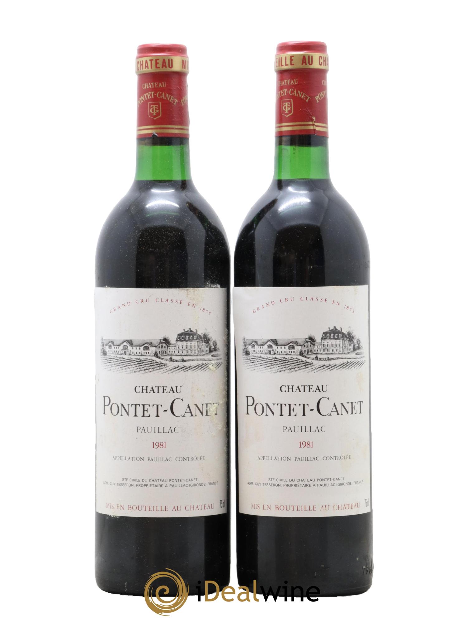 Château Pontet Canet 5ème Grand Cru Classé 1981 - Lot de 2 bouteilles - 0