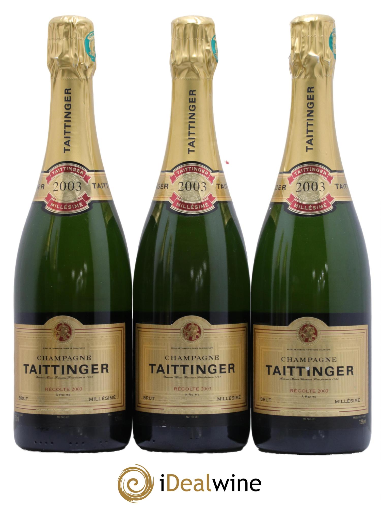 Brut Millésimé Taittinger  2003 - Lot of 3 bottles - 0