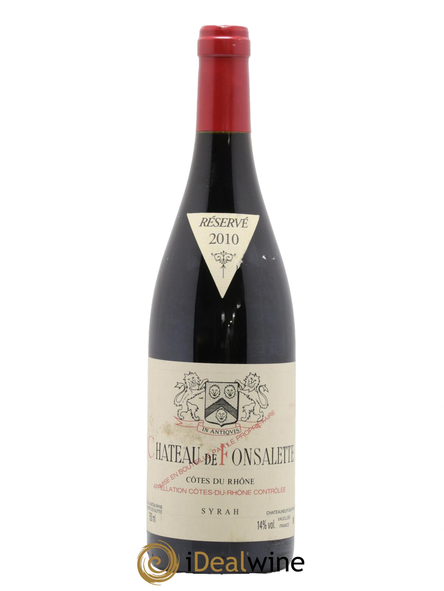 Côtes du Rhône Cuvée Syrah Château de Fonsalette 2010 - Lot de 1 bouteille - 0