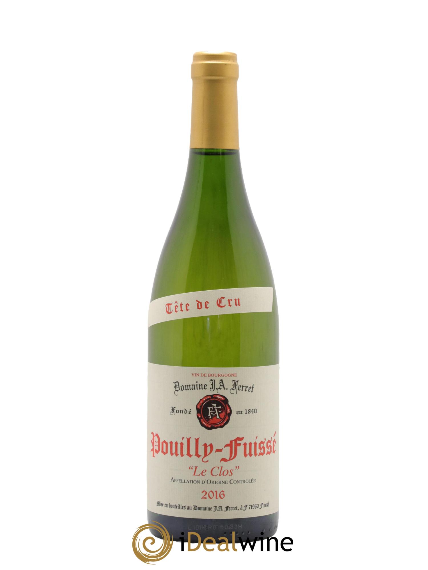 Pouilly-Fuissé Tête de Cru Le Clos J.A. Ferret (Domaine) 2016 - Lot of 1 bottle - 0