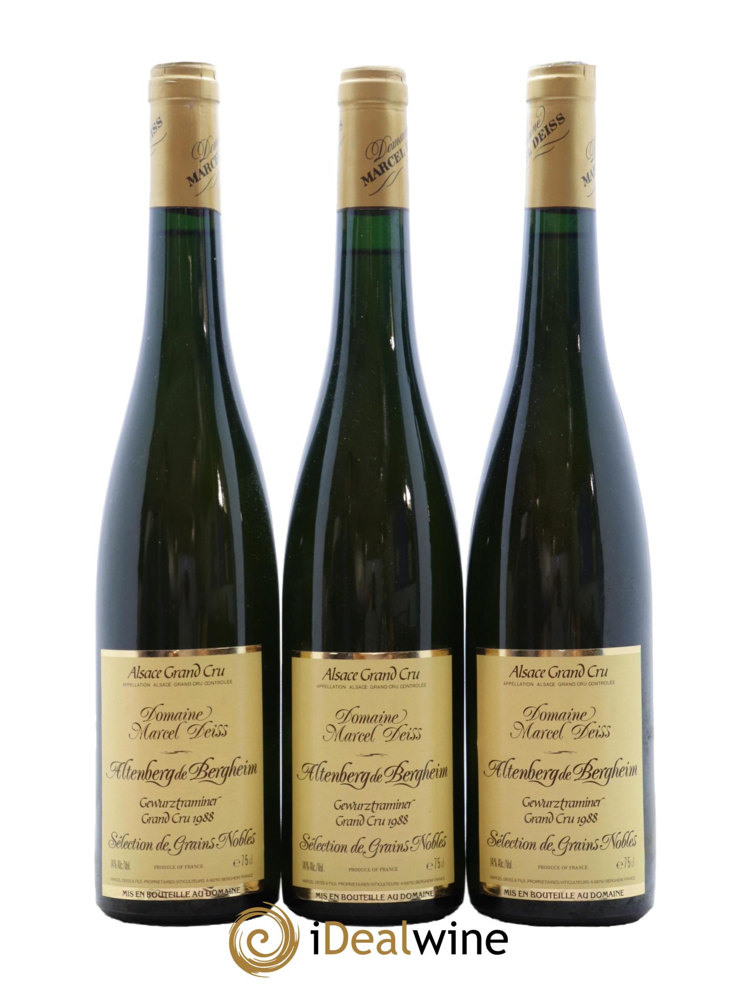 Alsace Gewurztraminer Sélection de Grains Nobles Grand Cru Altenberg de Bergheim Marcel Deiss (Domaine) 1988 - Lot de 3 bouteilles - 0