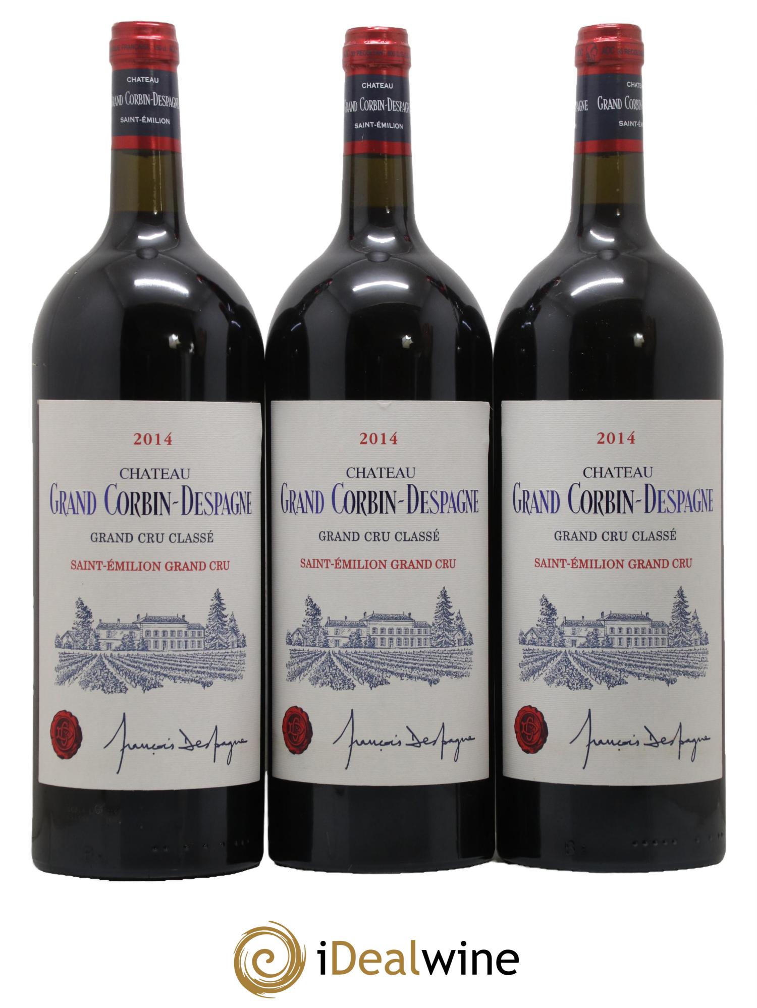 Château Grand Corbin Despagne Grand Cru Classé 2014 - Posten von 3 Magnum - 0