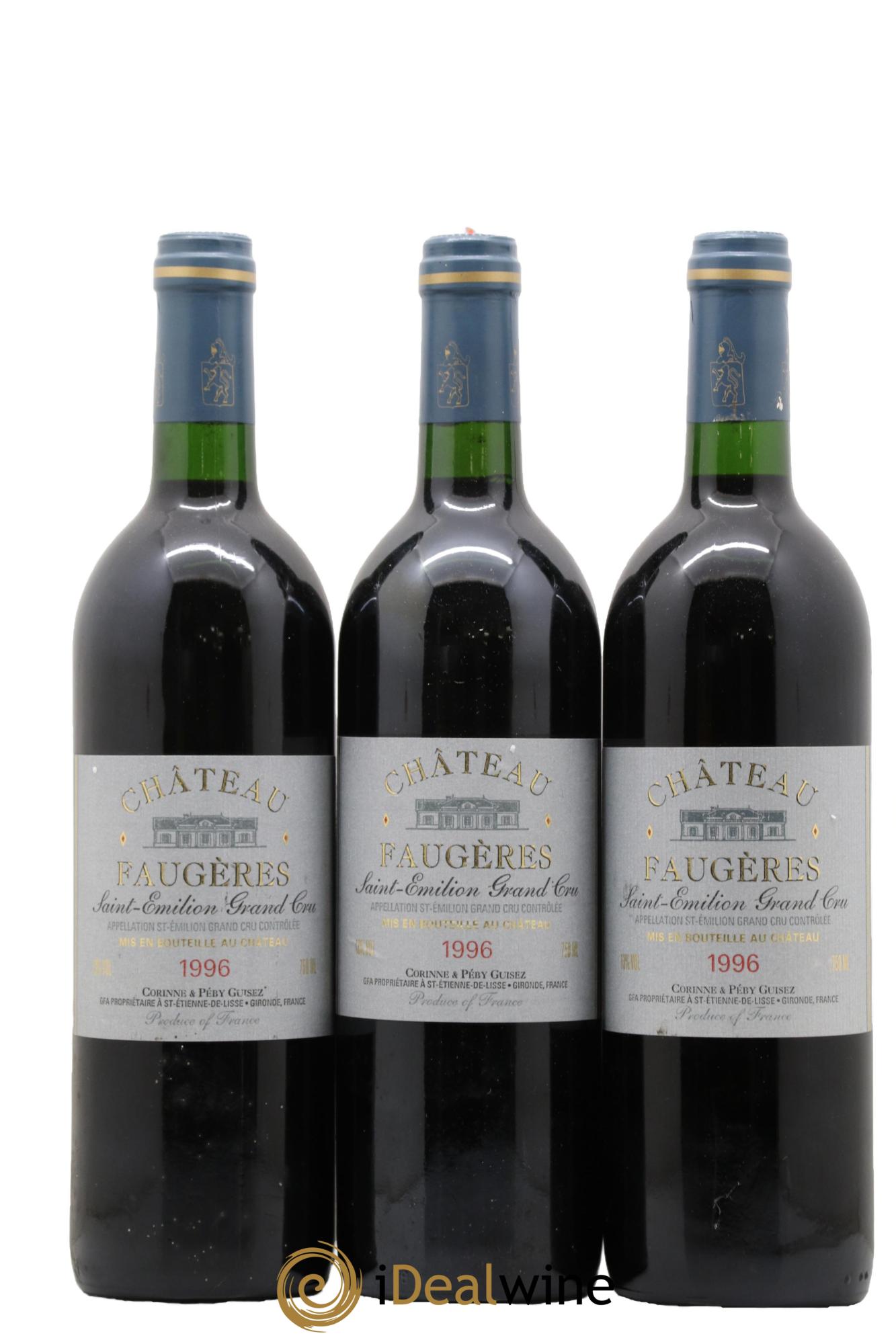 Château Faugères Grand Cru Classé 1996 - Lot of 3 bottles - 0