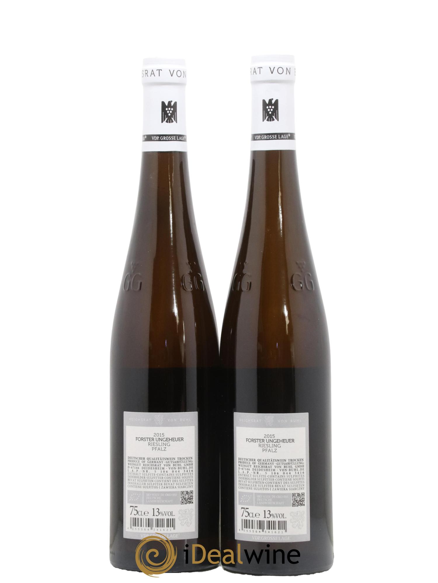 Allemagne Rheingau Forster Ungeheuer Riesling Trocken Dr.Bürklin-Wolf Von Bulh Pfalz 2015 - Posten von 2 Flaschen - 1