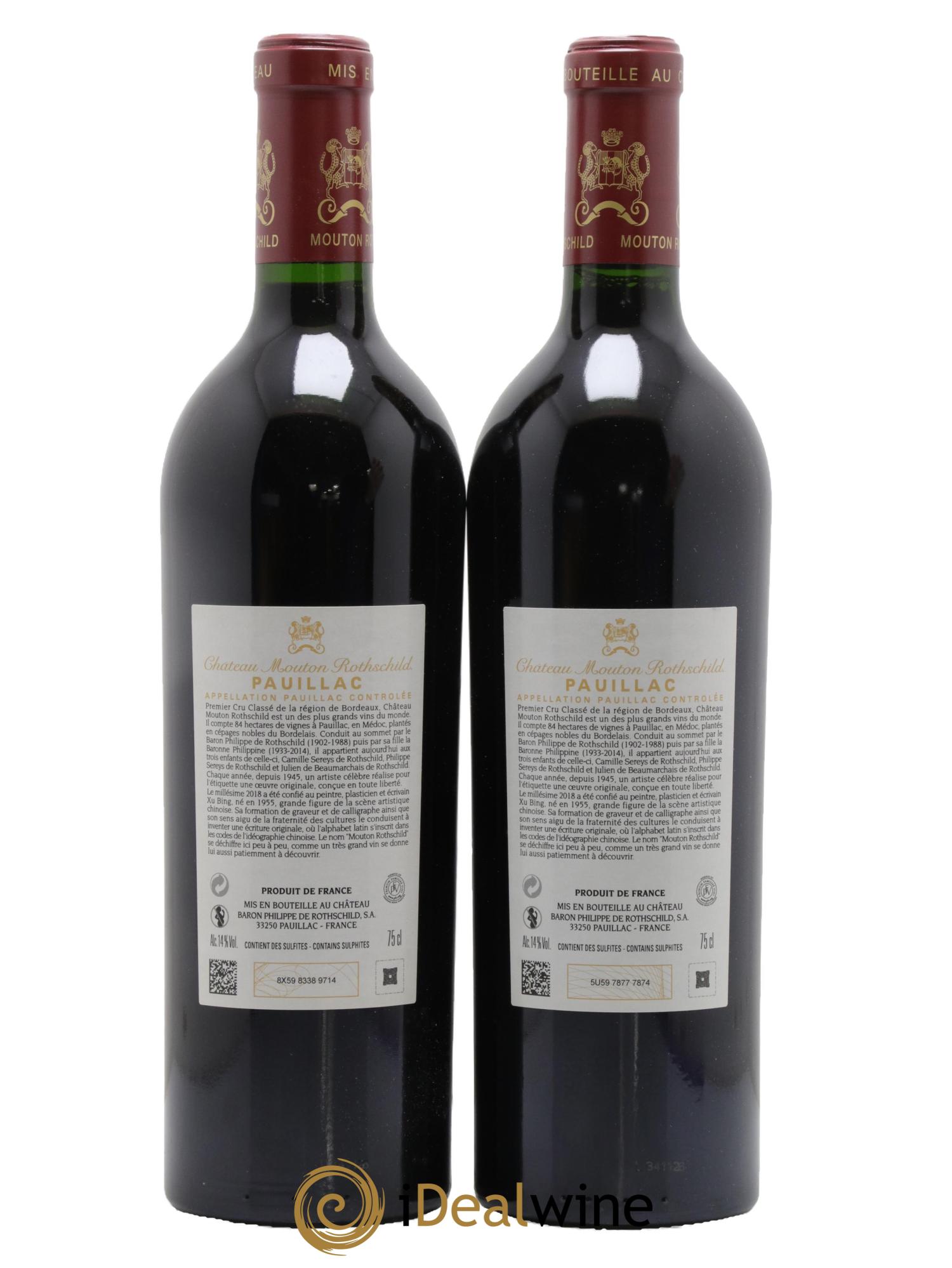 Château Mouton Rothschild 1er Grand Cru Classé 2018 - Lot de 2 bouteilles - 1