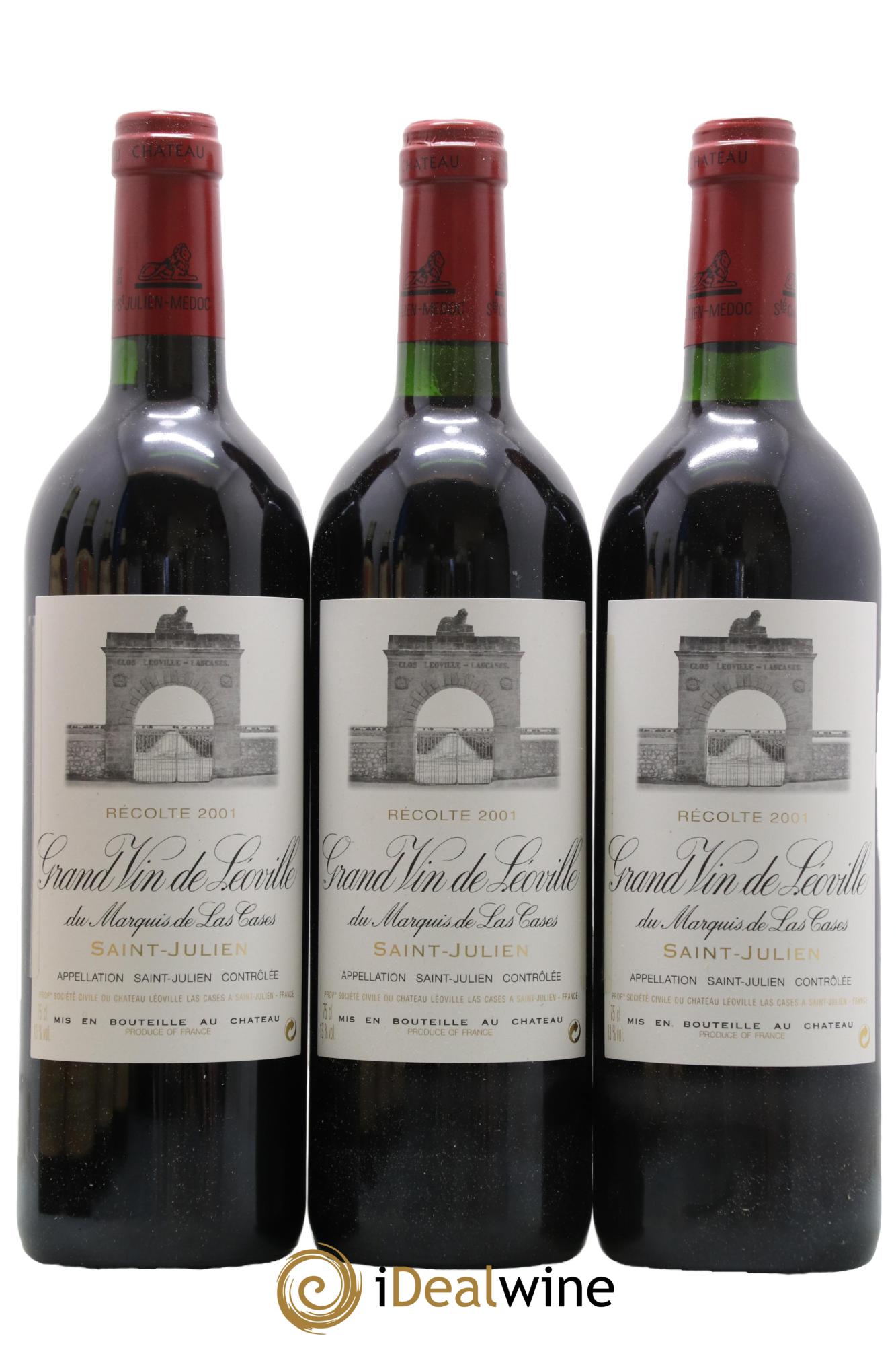 Château Léoville Las Cases 2ème Grand Cru Classé 2001 - Posten von 3 Flaschen - 0