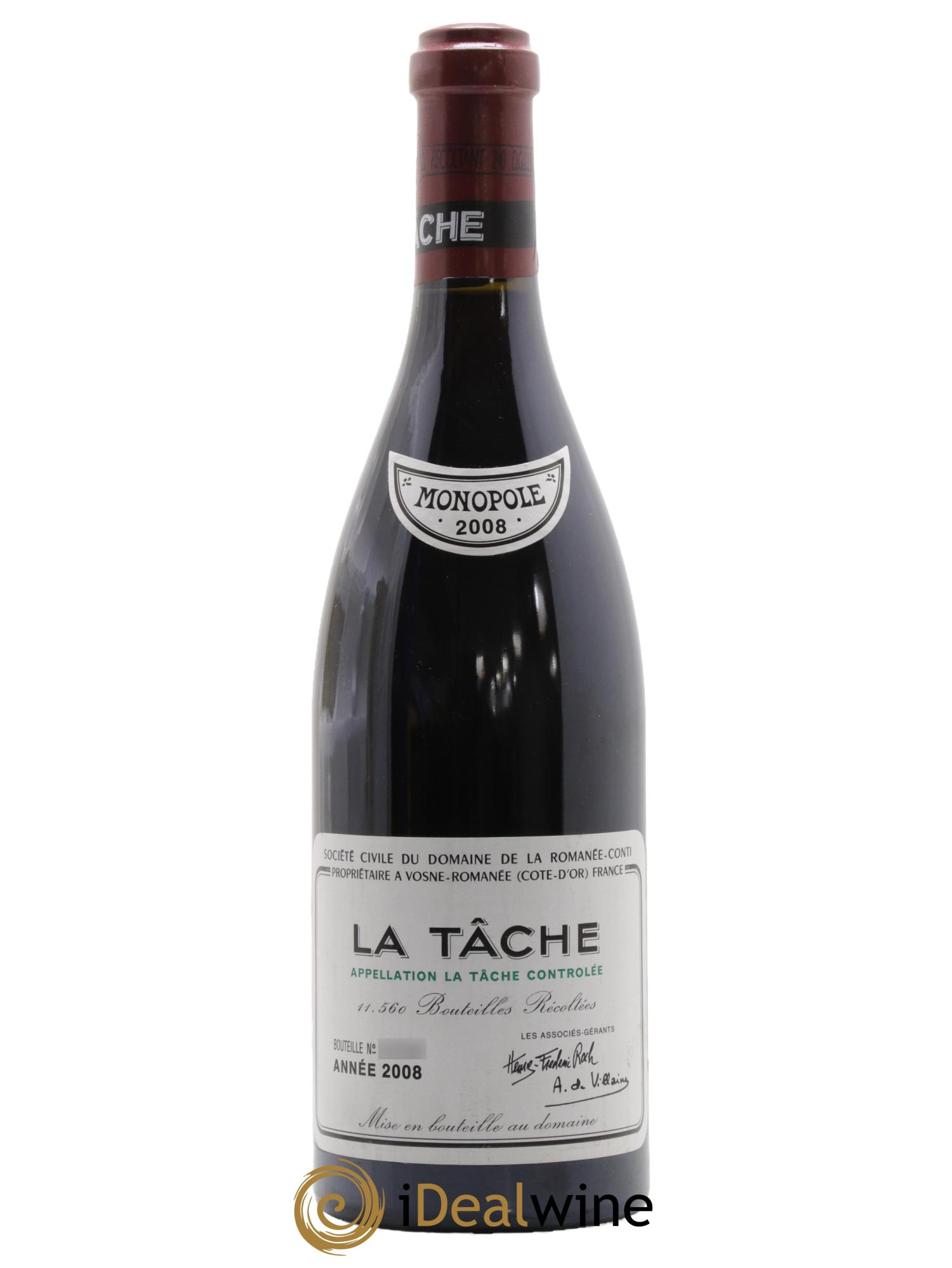 La Tâche Grand Cru Domaine de la Romanée-Conti 2008 - Lot de 1 bouteille - 0